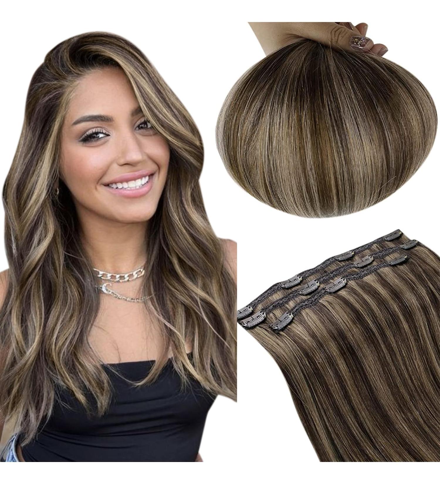 Runature Real Hair Clip In Highlight Extensions #2P8A - Dark Brown 45cm 50g Smooth Straight 3 Pcs - Natural Look Hair Extensions - Buy Online on GoSupps.com