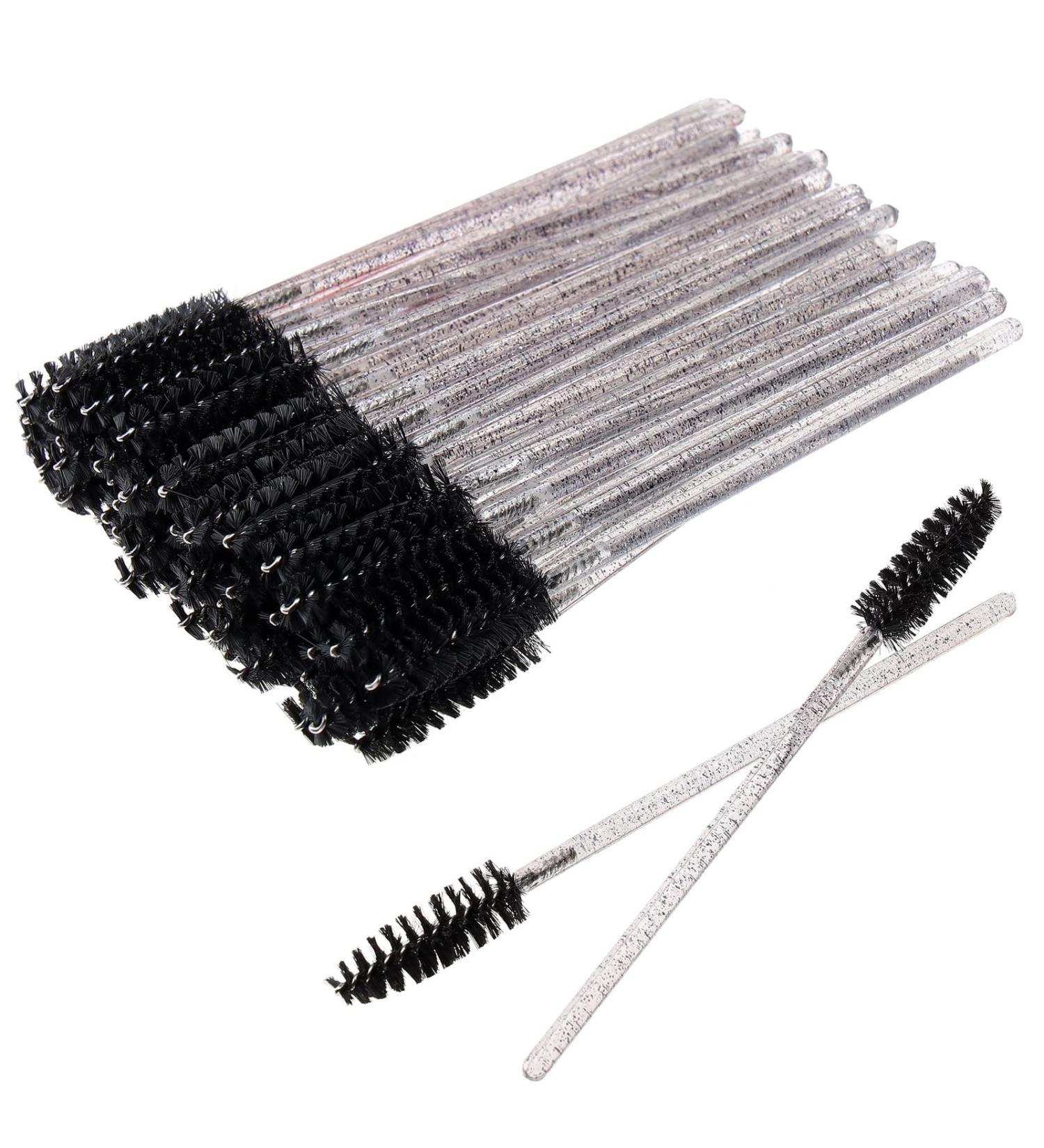 Ukerdo Disposable Eyelash Spoolie Wands - 50pcs Pink Angled Lash Comb Brush for Mascara Applicator and Eyebrow Makeup - Buy Online on GoSupps.com