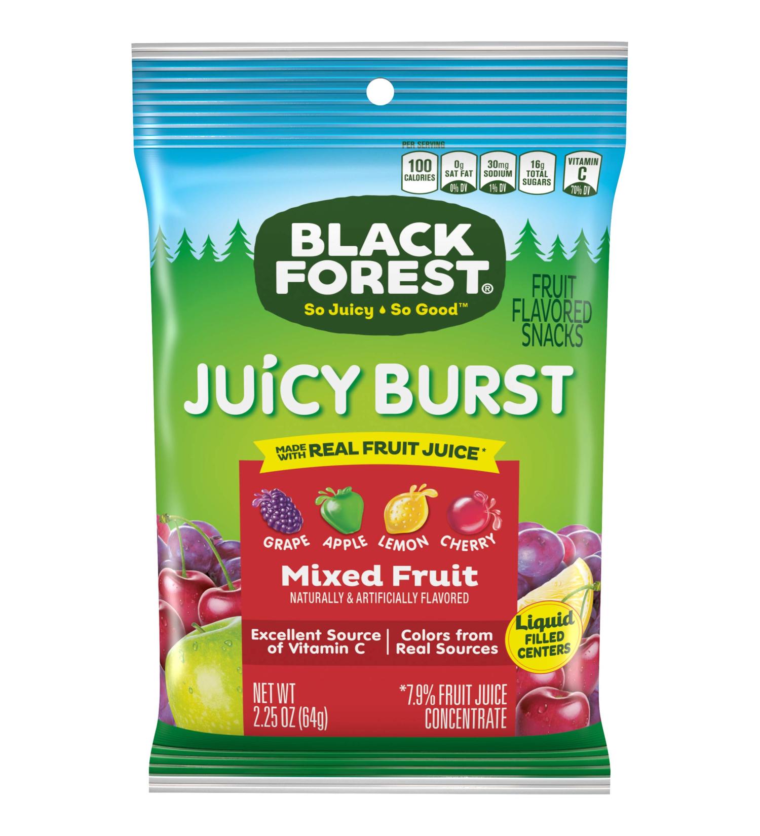 Black Forest Juicy Burst Fruit Snacks - Mixed Fruit, 48-Pack (2.25 oz Each) - Delicious & Nutritious! - Buy Online on GoSupps.com