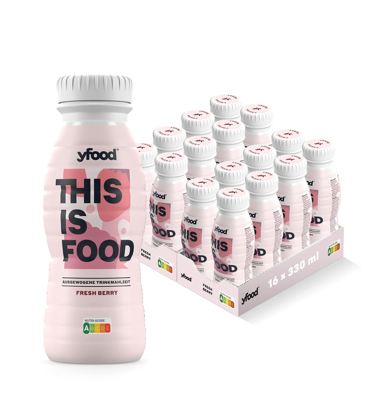 Buy Yfood Fresh Berry Drink 22g Protein 26 Vitamins & Minerals | 330ml (16-Pack) | Delicious Meal Replacement for On-the-Go - Buy Online on GoSupps.com