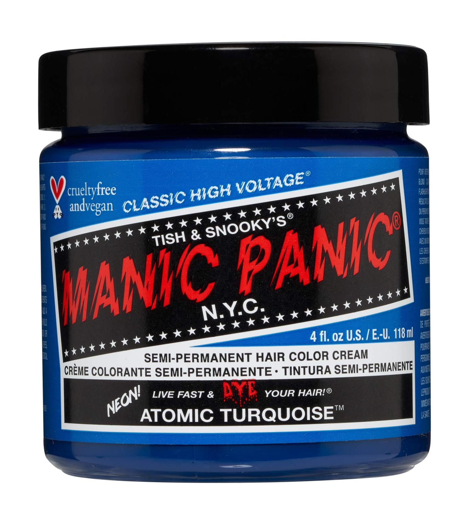 Manic Panic Atomic Turquoise Hair Dye 118ml - Vegan Cruelty-Free Semi-Permanent Color - Buy Online on GoSupps.com