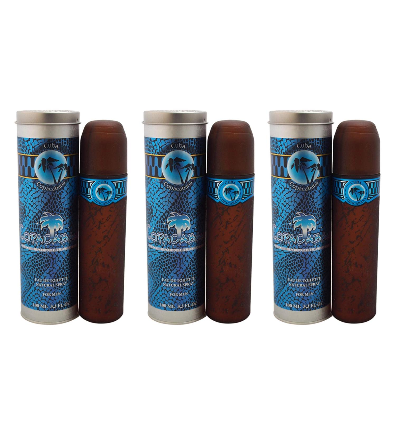 Cuba Brazil Copacabana Eau de Toilette Spray for Men 3.3 Ounce (Pack of 3)