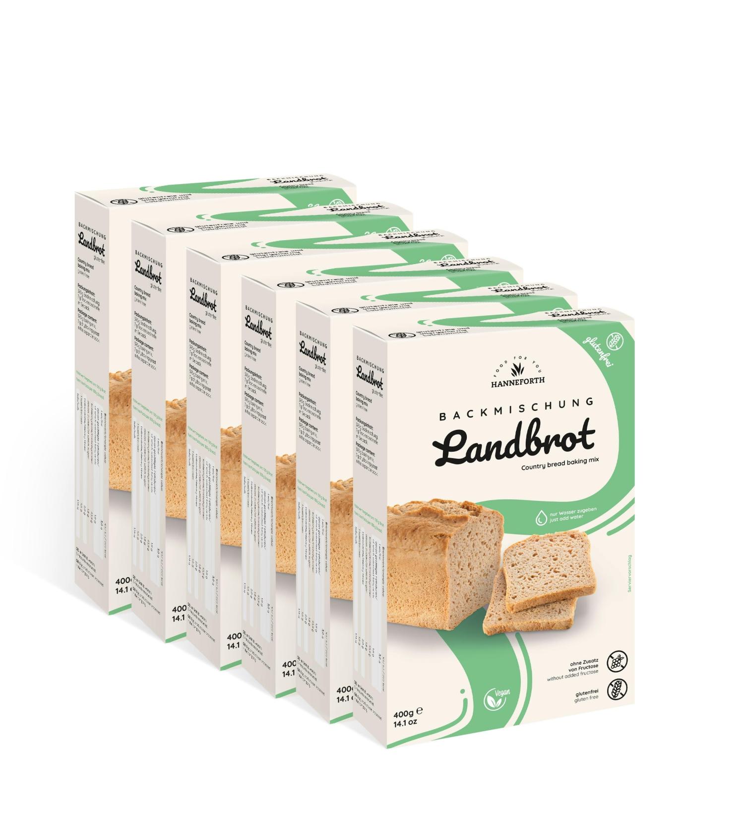Glutenfree baking mix country bread 6 x 400g Hanneforth - Buy Online on GoSupps.com