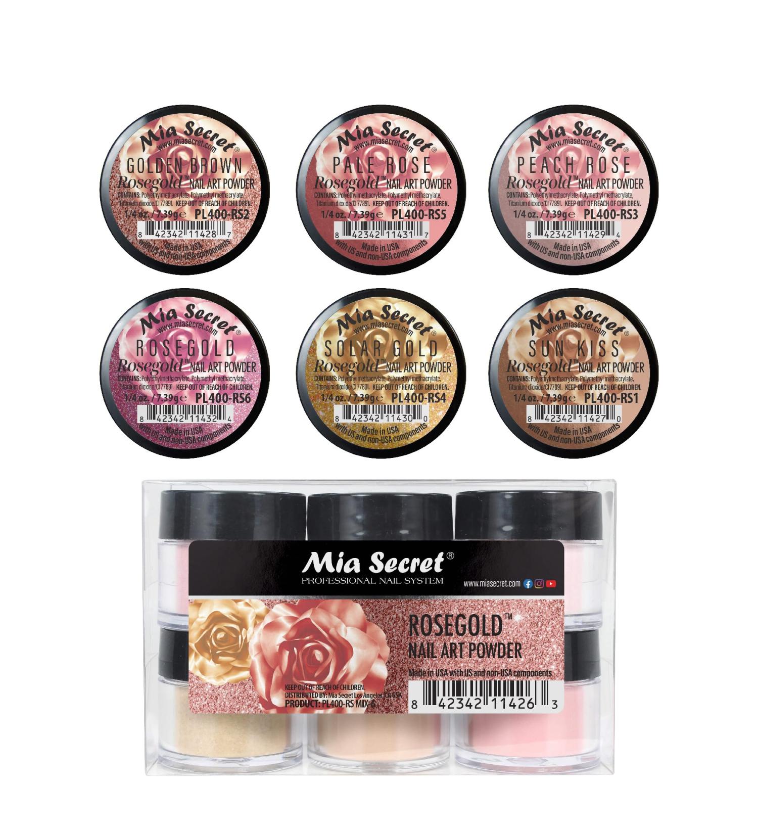 Mia Secret Rosegold Colored Acrylic Nail Art Powder Collection - 6PC | International Shipping Available - Buy Online on GoSupps.com