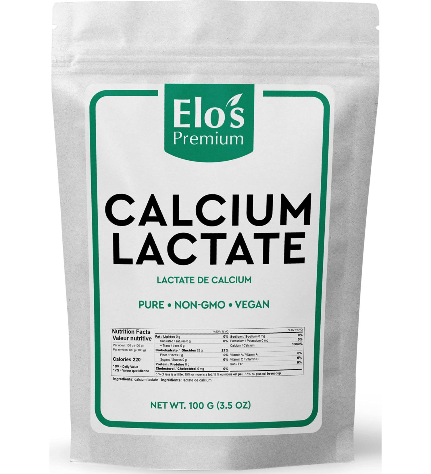Calcium Lactate (100g) by Elo's Premium| 100% Food Grade Calcium Lactate - Buy Online on GoSupps.com