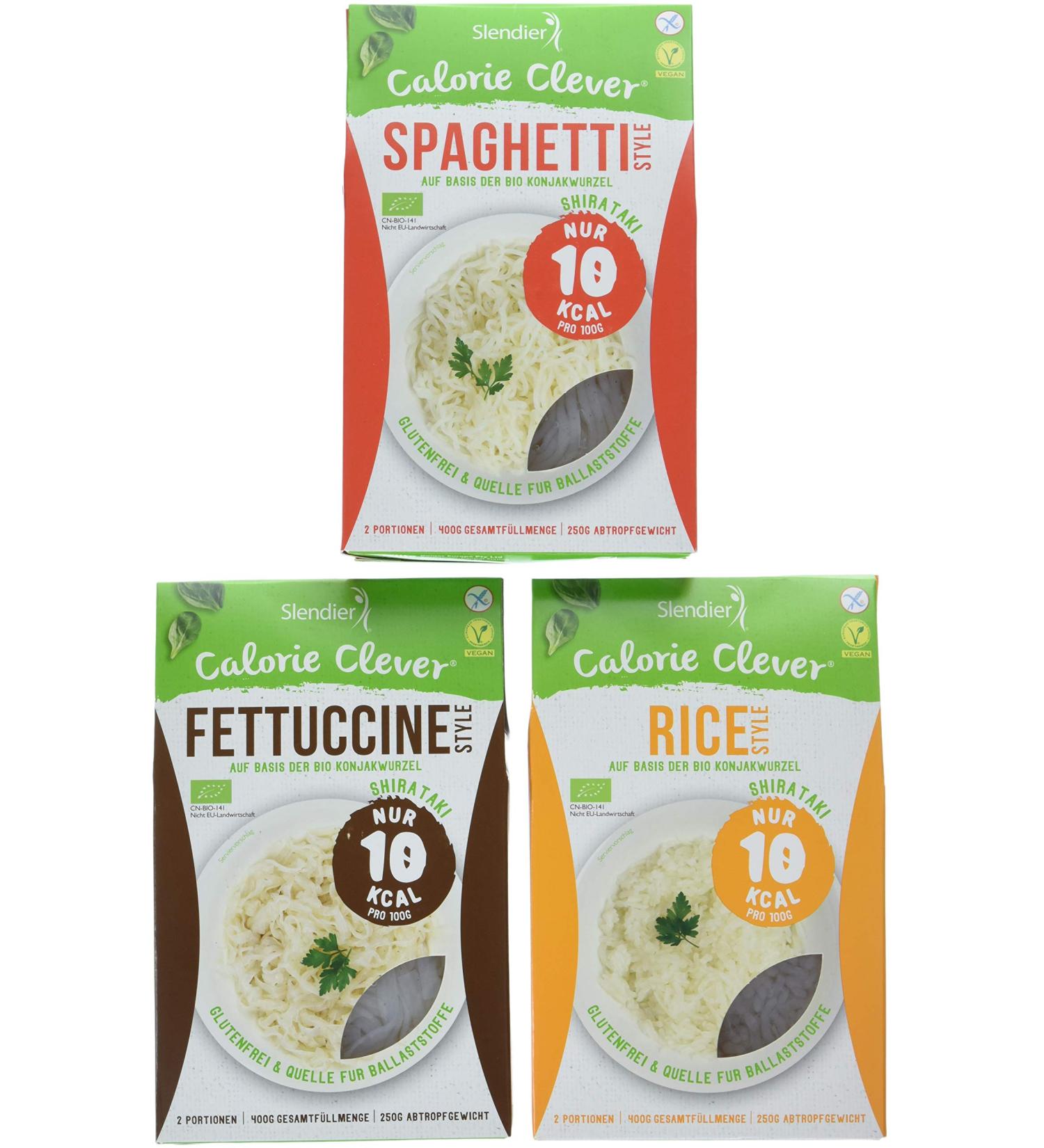 Buy Slendier Organic Konjac Noodle Fitness Trial Pack - Fettuccine Spaghetti & Rice Styles - Healthy Low-Calorie Alternative for International Shipping - Buy Online on GoSupps.com