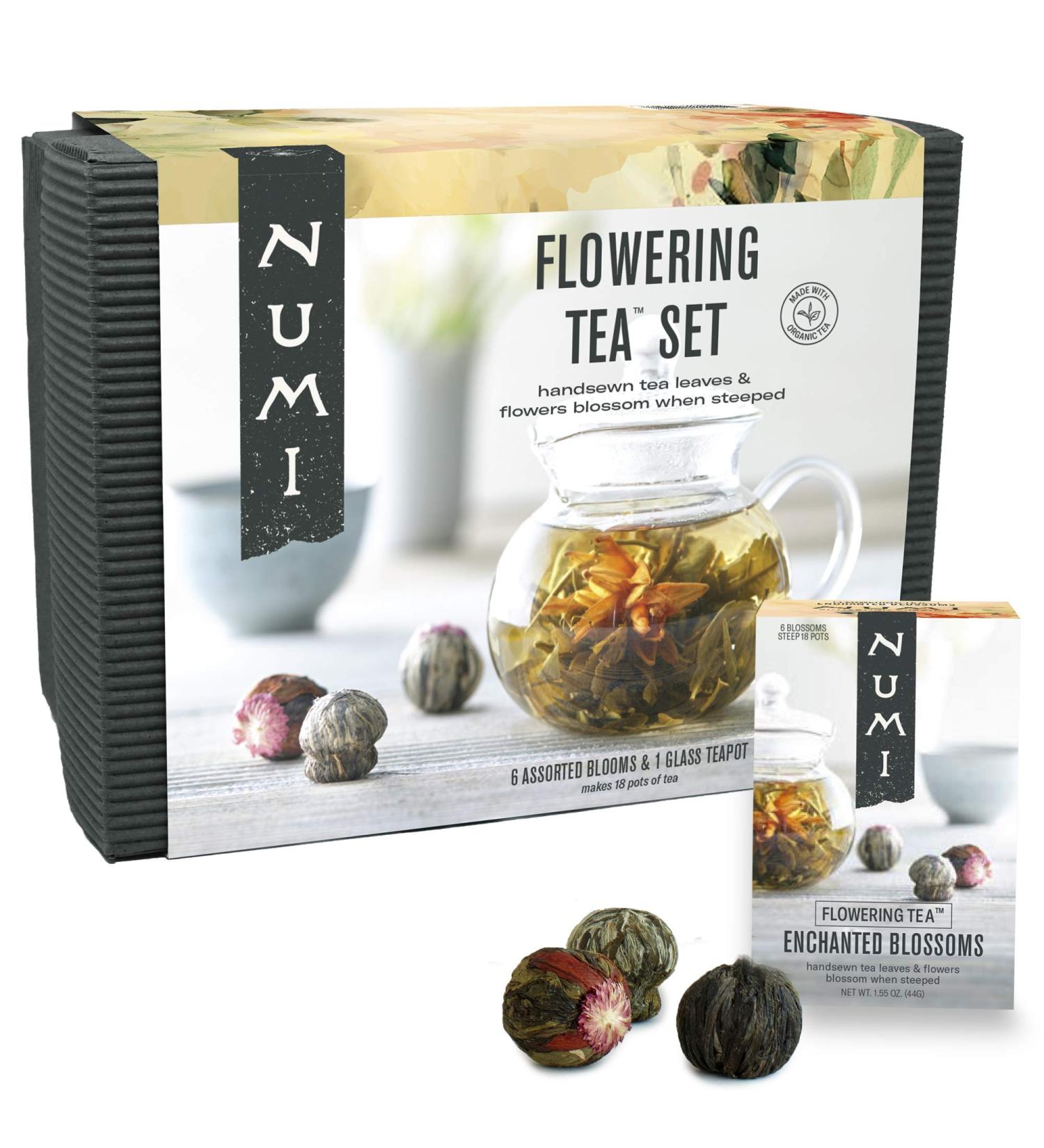Numi Organic Tea Flowering Tea Gift Set - 6 Blossoms, 16oz Glass Teapot - Buy Online on GoSupps.com