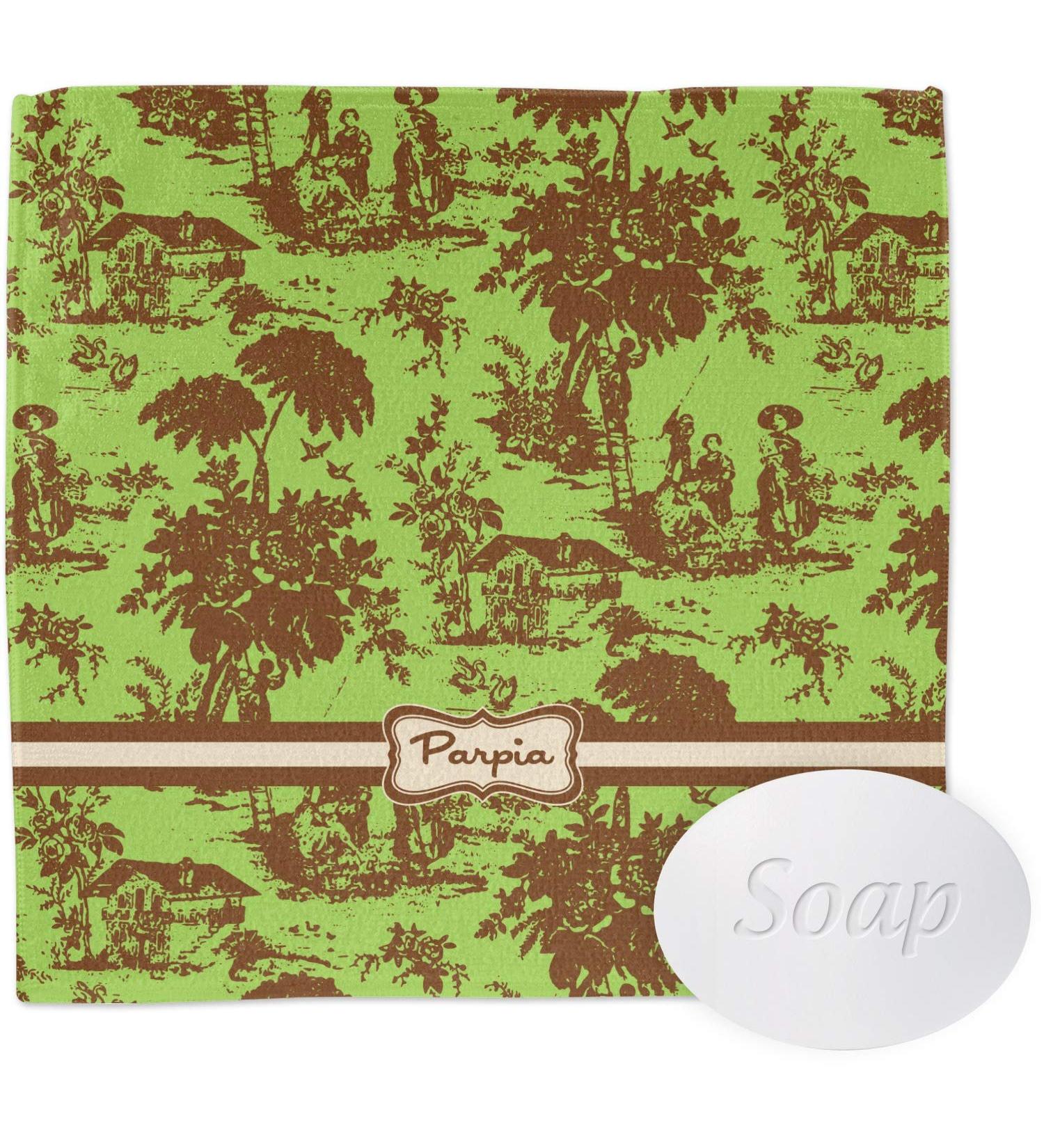 Personalized Green & Brown Toile Washcloth | YouCustomizeIt | Customizable Gift for Home & Bath - Buy Online on GoSupps.com