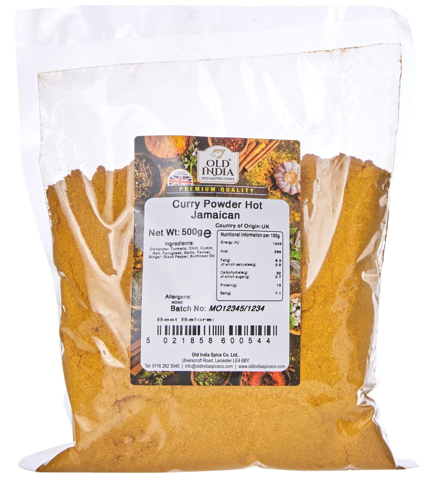 Old India Hot Jamaican Curry Powder 500g - Authentic Spice Blend (Pack of 1) - Buy Online on GoSupps.com