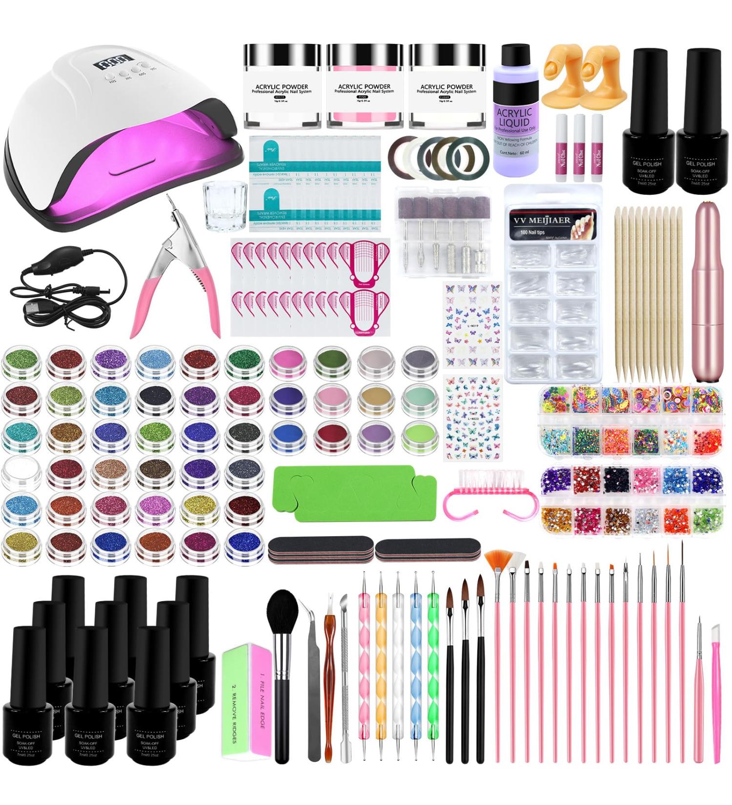 Shop Acrylic Nail Kit: Complete Set with Glitter & Carving Powder for Beginners - 9 Colors for Perfect Nail Extensions - Buy Online on GoSupps.com