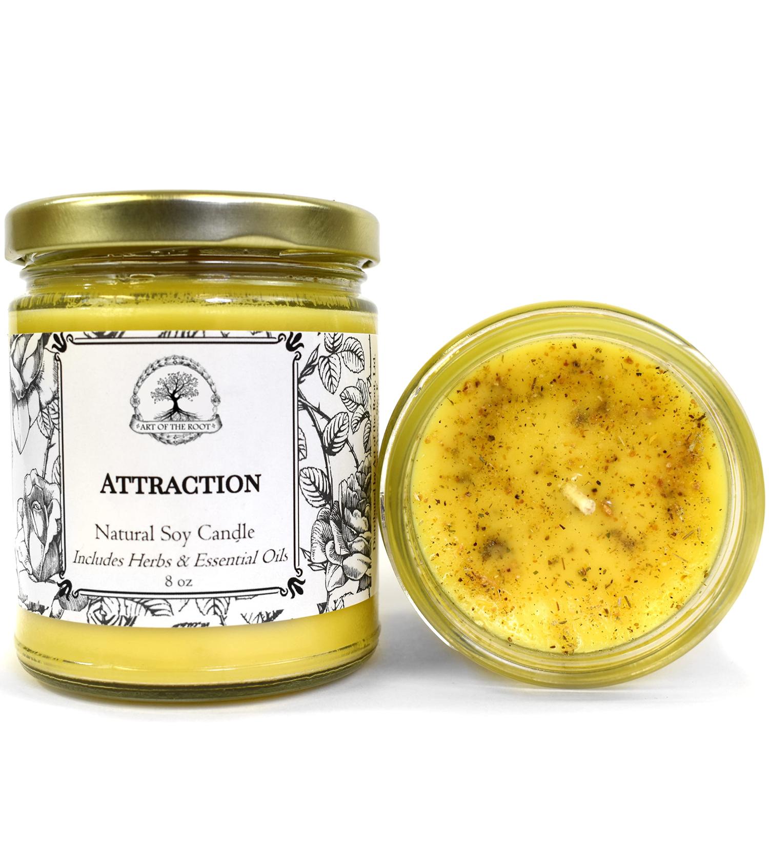 Attraction 9 oz Soy Spell Candle | Prosperity Abundance Love & Money Rituals | Handmade with Herbs & Oils | Wiccan Pagan Hoodoo Magick