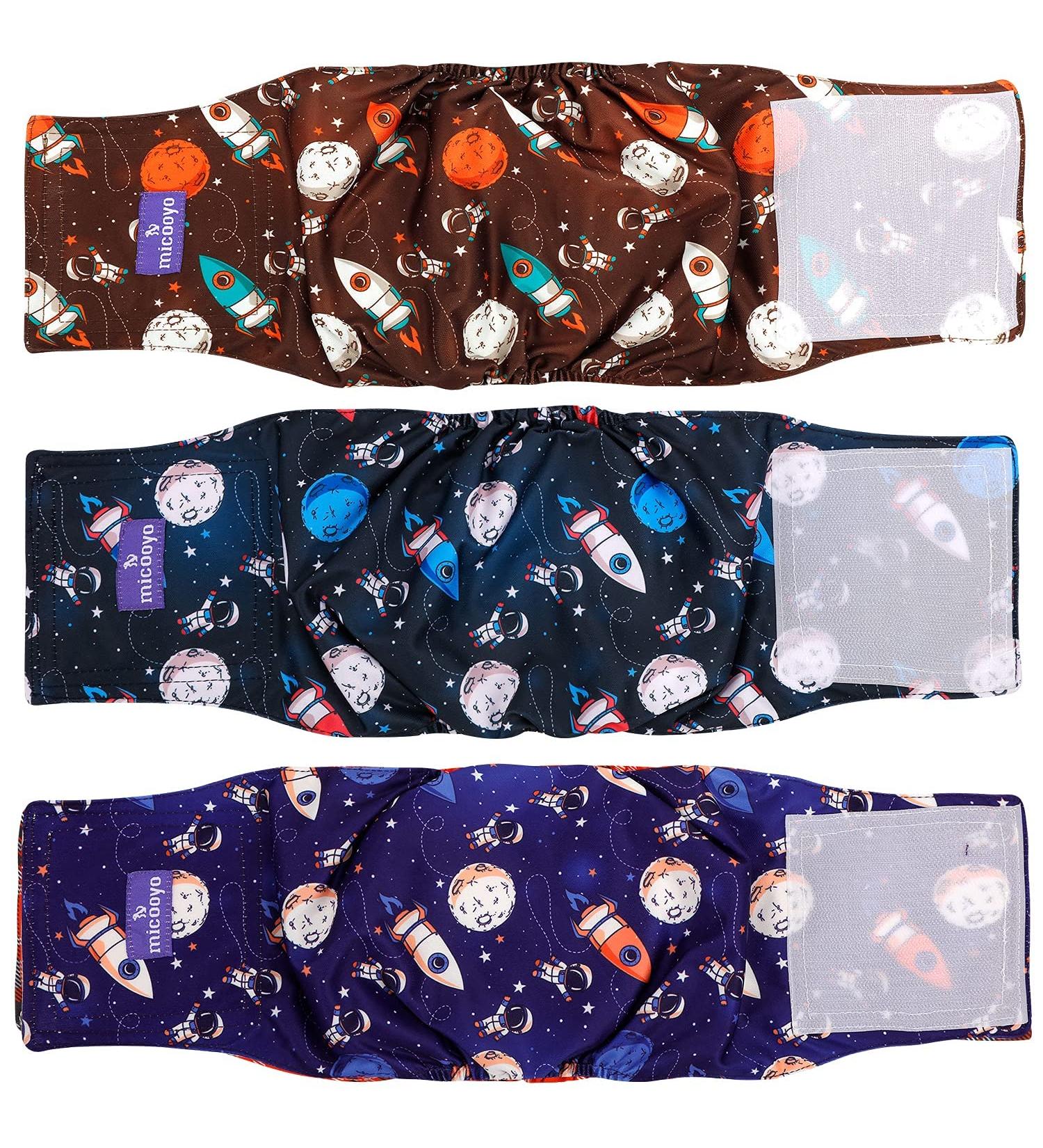 Micooyo Male Dog Diapers - 3 Reusable Belly Ligaments Washable Bandages for Puppies & Dogs XS to XL Size - Buy Online on GoSupps.com