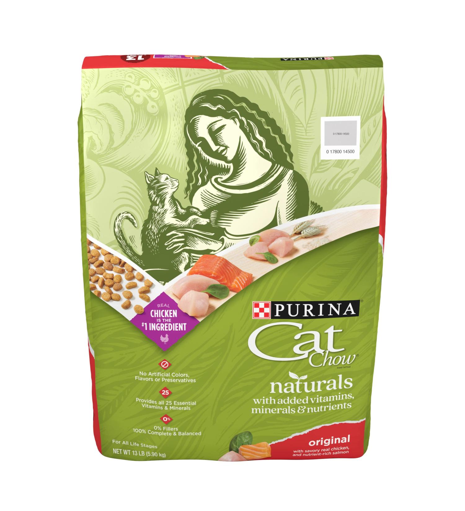 Purina Cat Chow Naturals Original with Real Chicken & Salmon, 13 lb - Adult Dry Cat Food - Buy Online on GoSupps.com