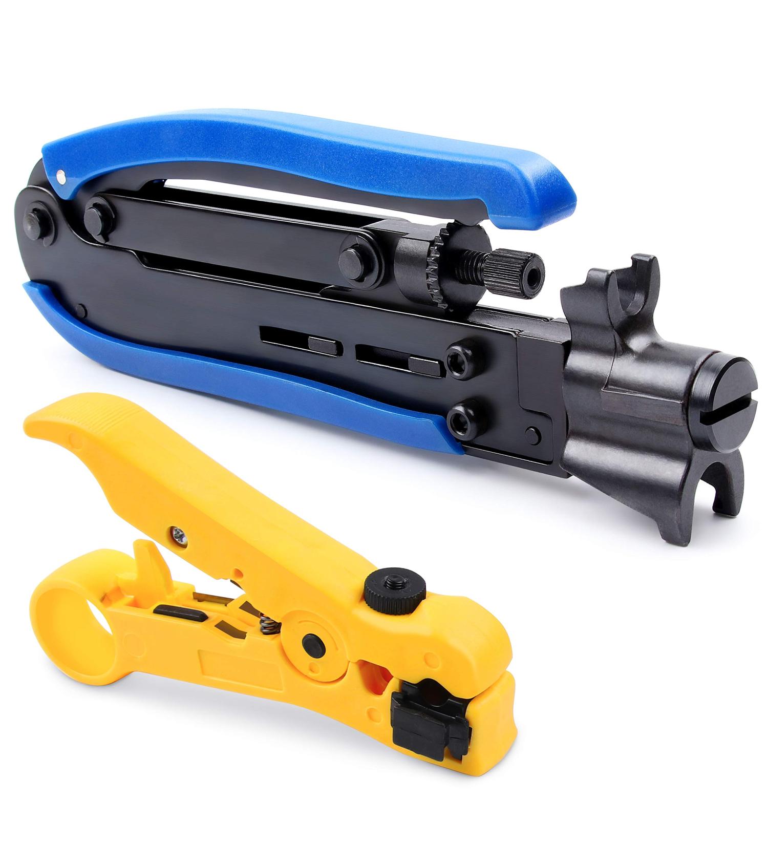 Yangoutool Coax Cable Crimper Kit - Adjustable Compression Tool for RG6/RG11/RG59 Coaxial Cables - Buy Online on GoSupps.com
