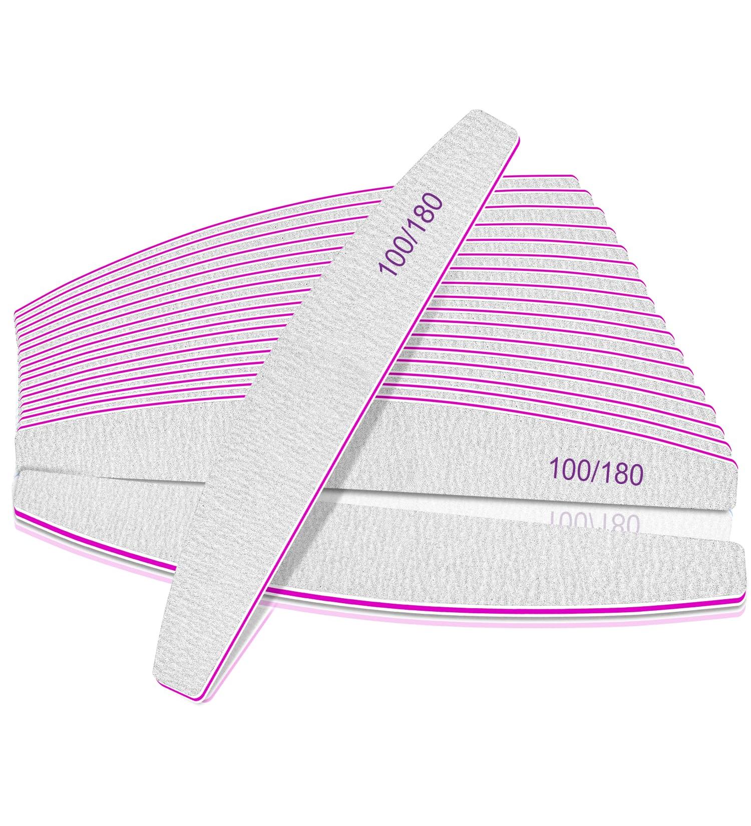 100/180 Grit Nail Files Set - 12PC Professional Double-Sided Nail Files for Gel & Acrylic Nails - Perfect for Nail Studios - Violet Color - Buy Online on GoSupps.com