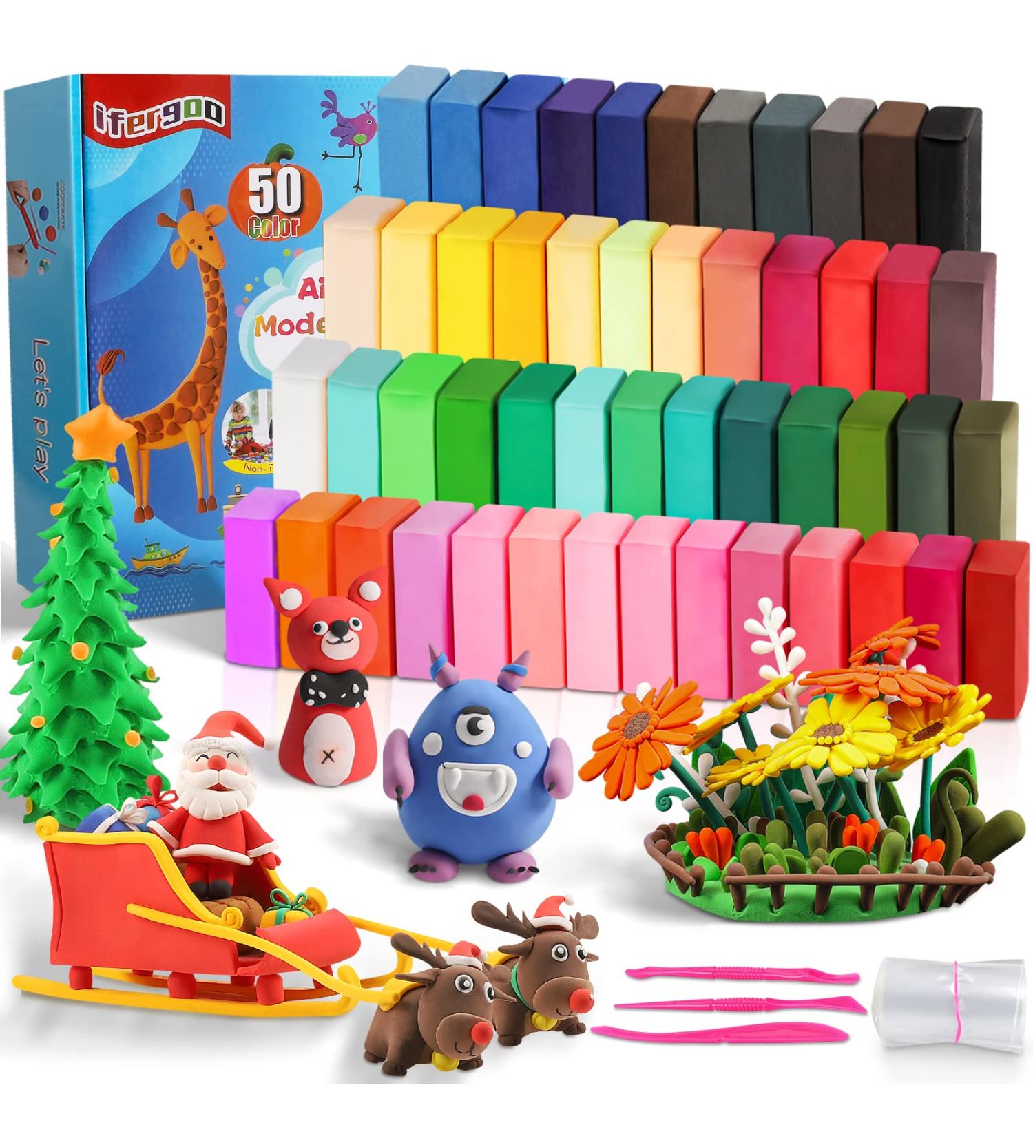 50 Colors Air Dry Modeling Clay for Slime & DIY Molding - Kids Toys Set for Boys and Girls - Buy Online on GoSupps.com
