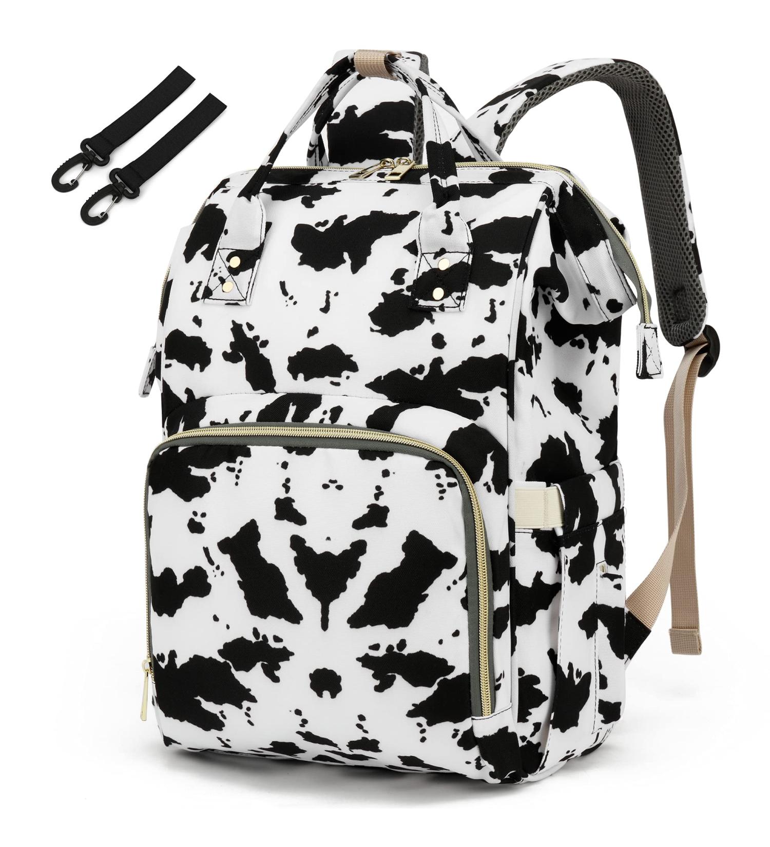 Diaper Bag Backpack for Baby Girls  Yusudan Mom Waterproof Large Nappy Bags for Women Cow Print White - Buy Online on GoSupps.com