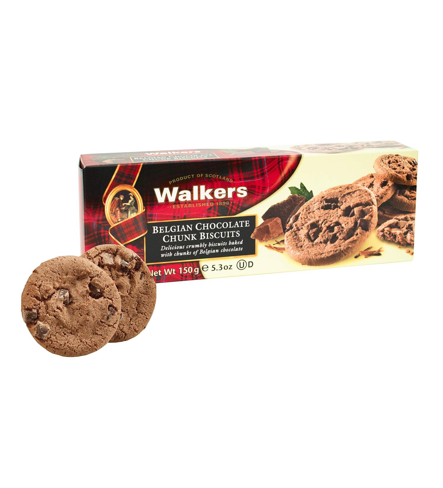 Walkers Belgian Chocolate Chunk Biscuits a Scottish chocolate specialty 150g - Buy Online on GoSupps.com
