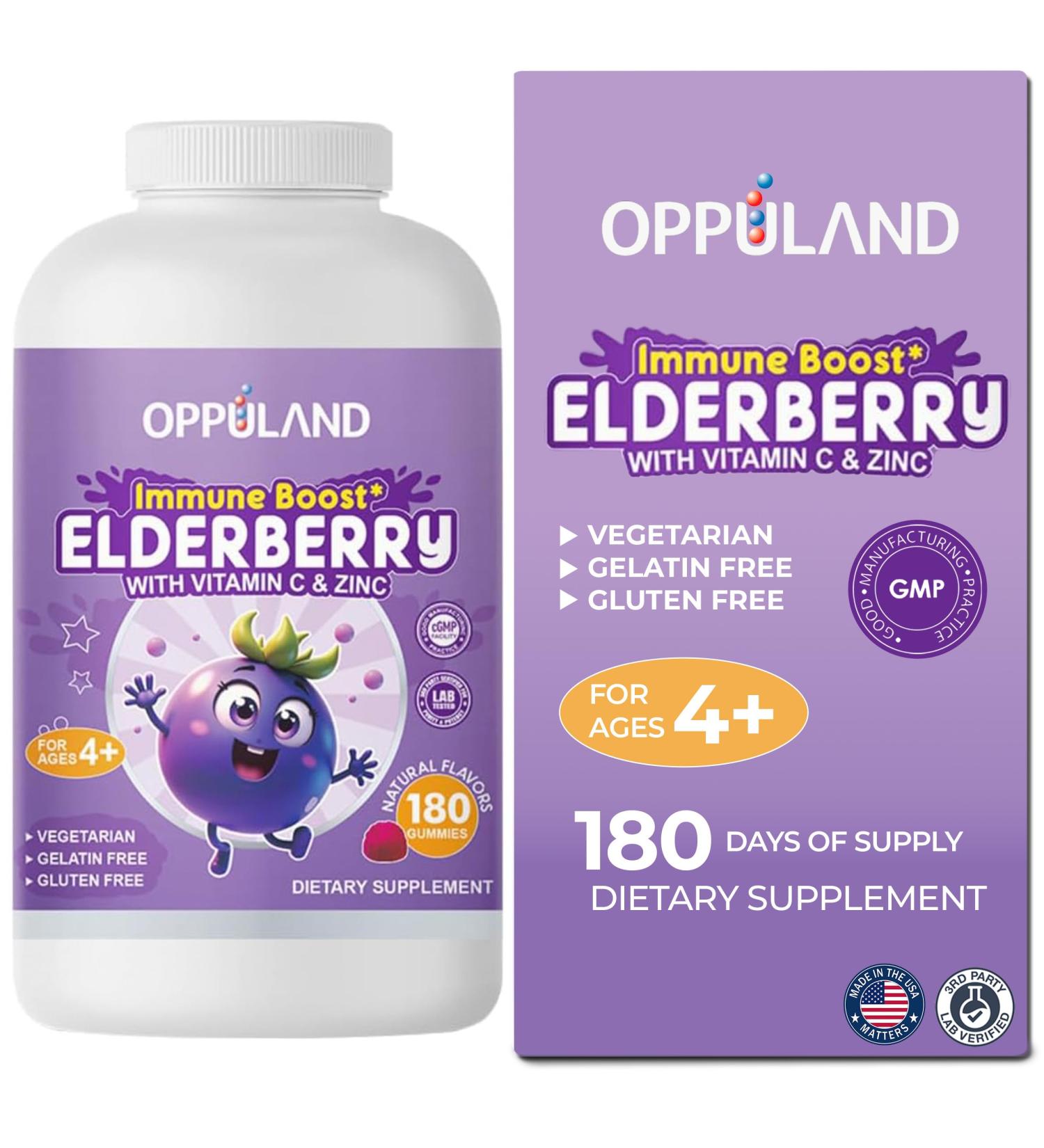 Immune Support Gummies - Elderberry Vitamin C Zinc Supplement for Adults & Kids - Daily Multivitamin Gummies to Boost Immunity Power & Wellness Naturally Chewable Supplements - 180 Day Supply 180 Count (Pack of 1) - Buy Online on GoSupps.com