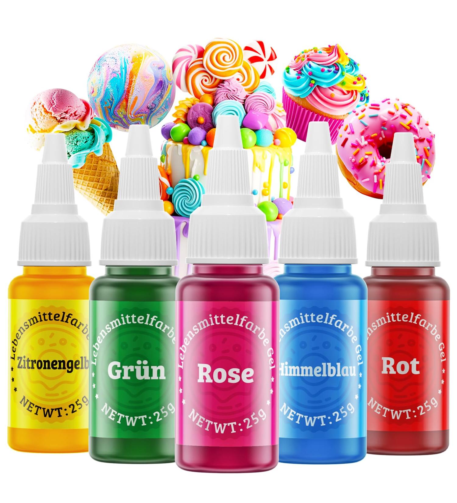 Buy Wwtop 5 Gel Food Color Set - 25g x5 | Sugar-Free Cake & Fondant Coloring | Ideal for Macarons Drinks & Easter Eggs - Buy Online on GoSupps.com