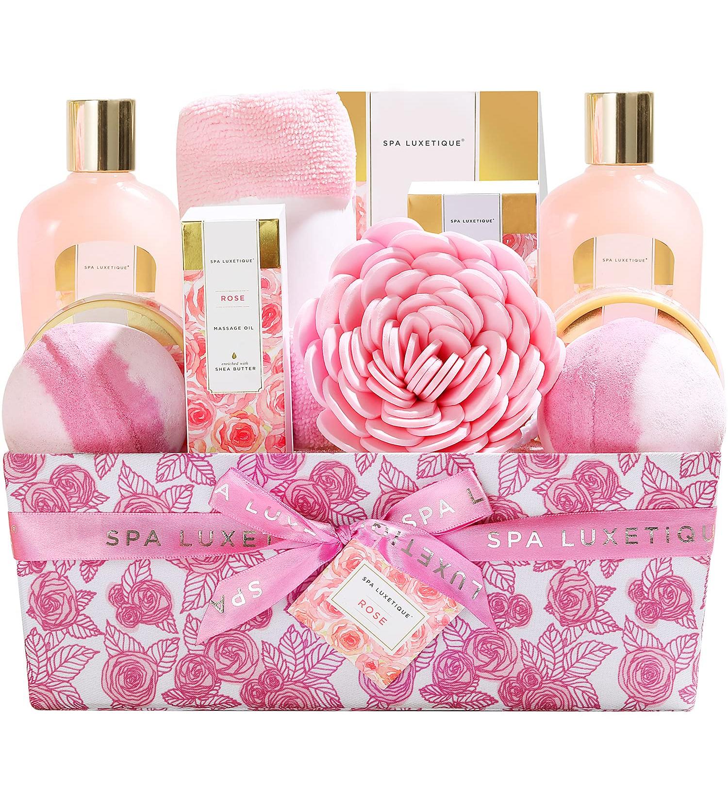 Spa Luxetique 12pcs Rose Bath Gift Set for Women - Luxury Spa Set with Bubble Bath, Body Lotion, Hand Cream - Perfect Gifts for Mom, Thank You Gifts - Buy Online on GoSupps.com