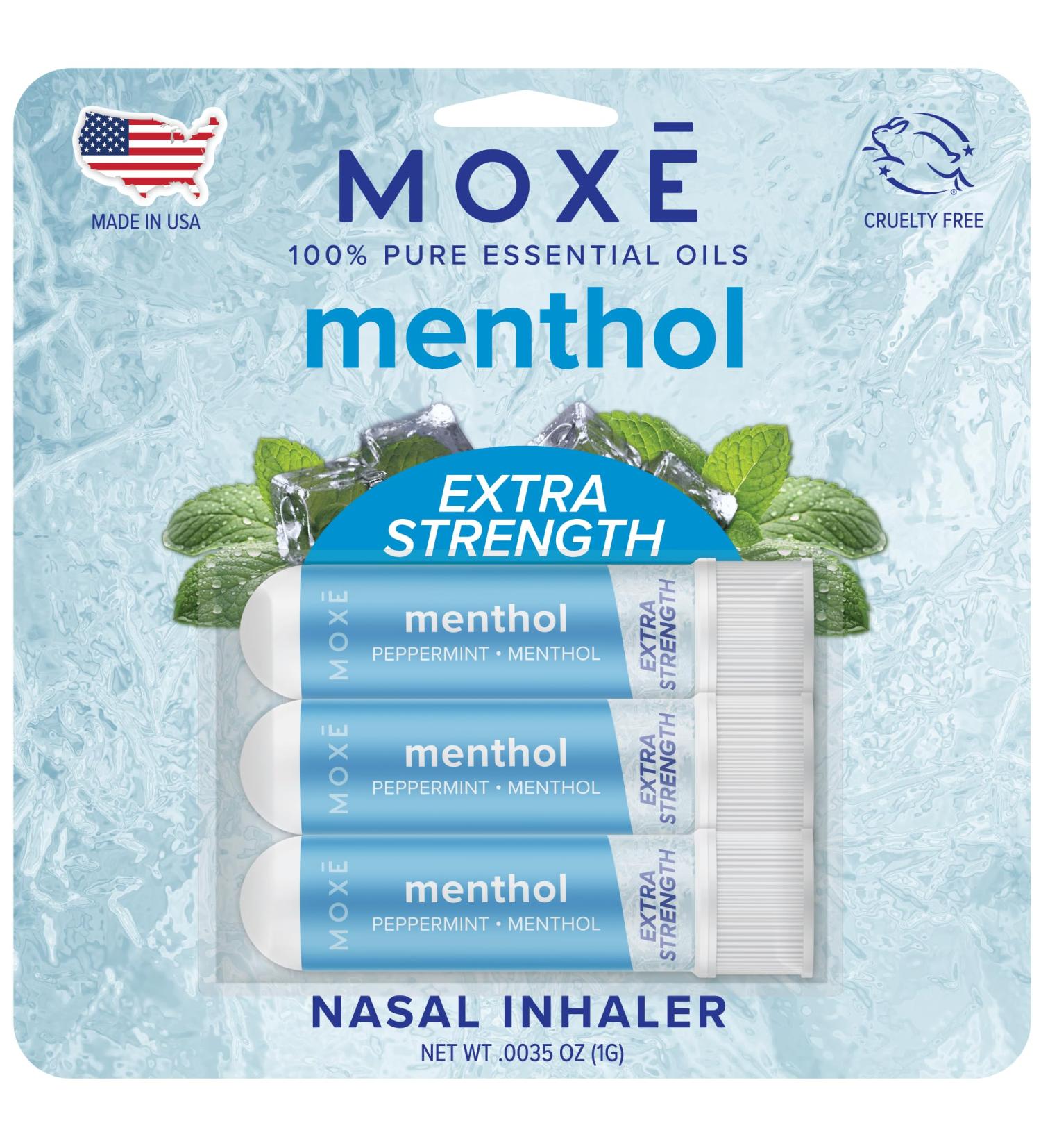 MOX Extra Strength Menthol Nasal Inhaler | Powerful Cooling Menthol for Sinus Relief & Clear Breathing | Made in The USA | Maximum Strength Aromatherapy for Instant Refreshment Menthol 3 Pack - Buy Online on GoSupps.com