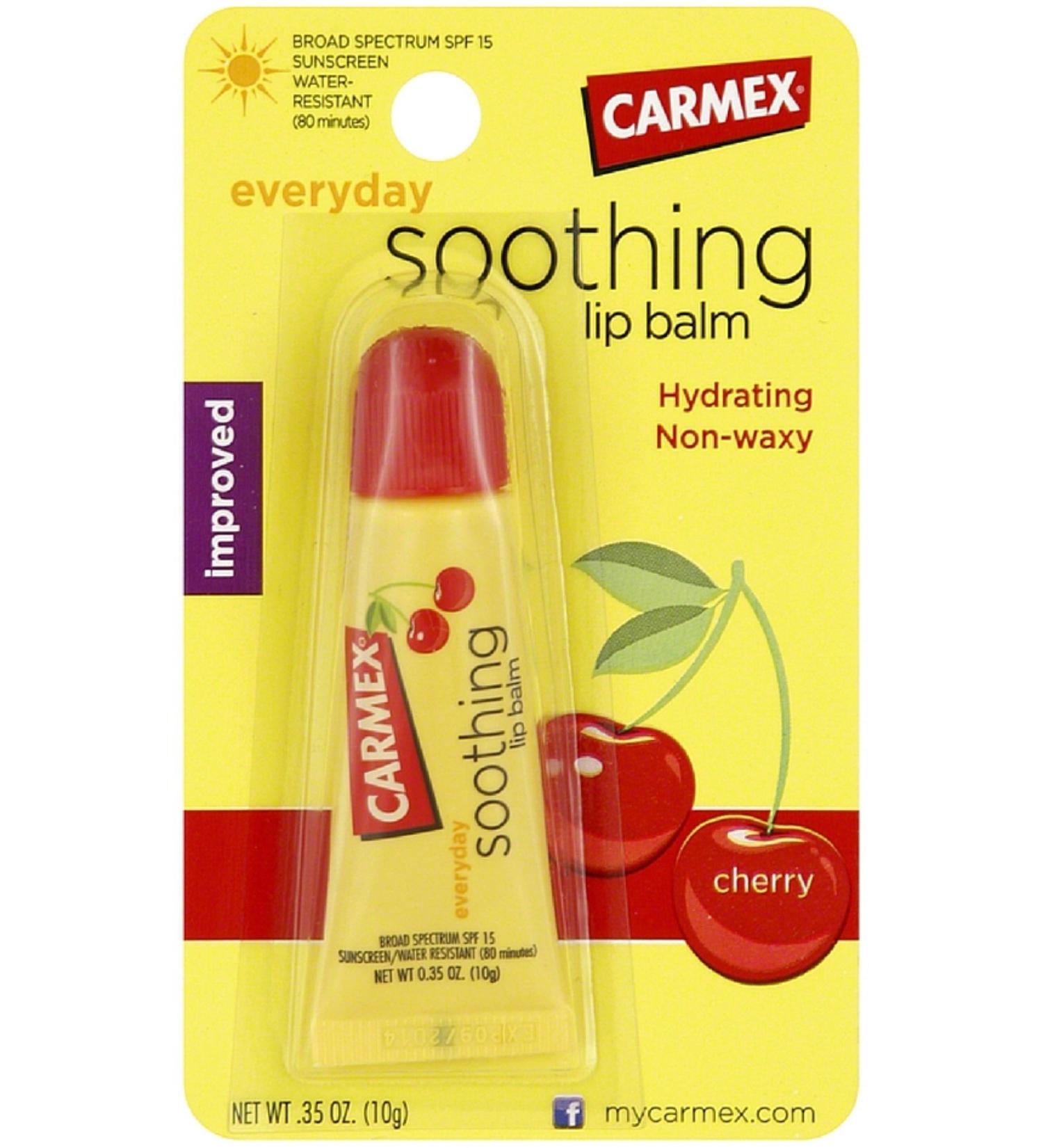 Carmex Soothing Everyday Lip Balm Cherry 0.35 oz (Pack of 8)