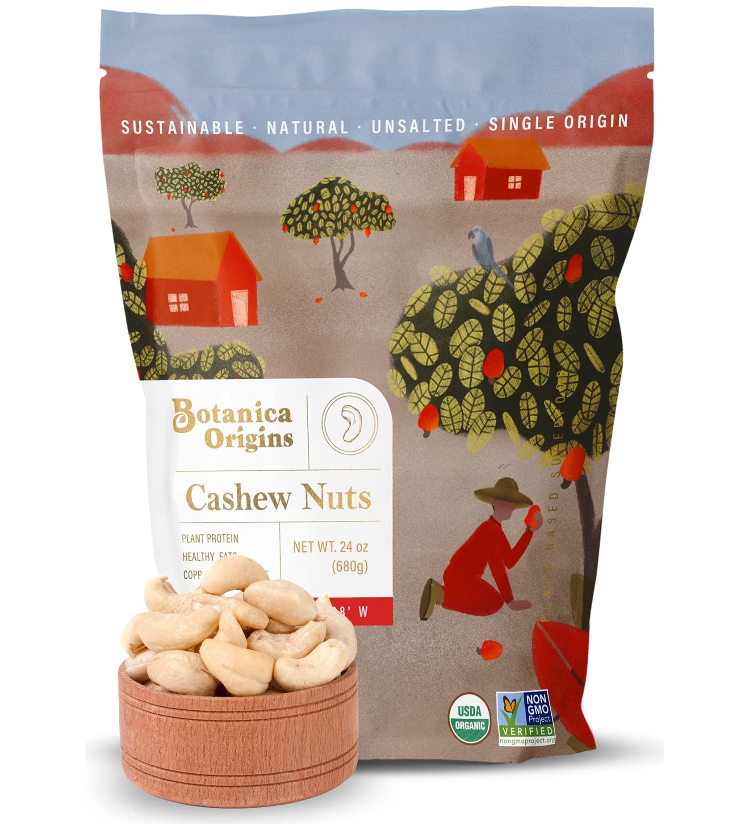 Botanica Raw Whole Cashews 24 oz - Organic, Crunchy, Unsalted, Vegan - Keto & Paleo Friendly - 1.5 lb Pack - Buy Online on GoSupps.com