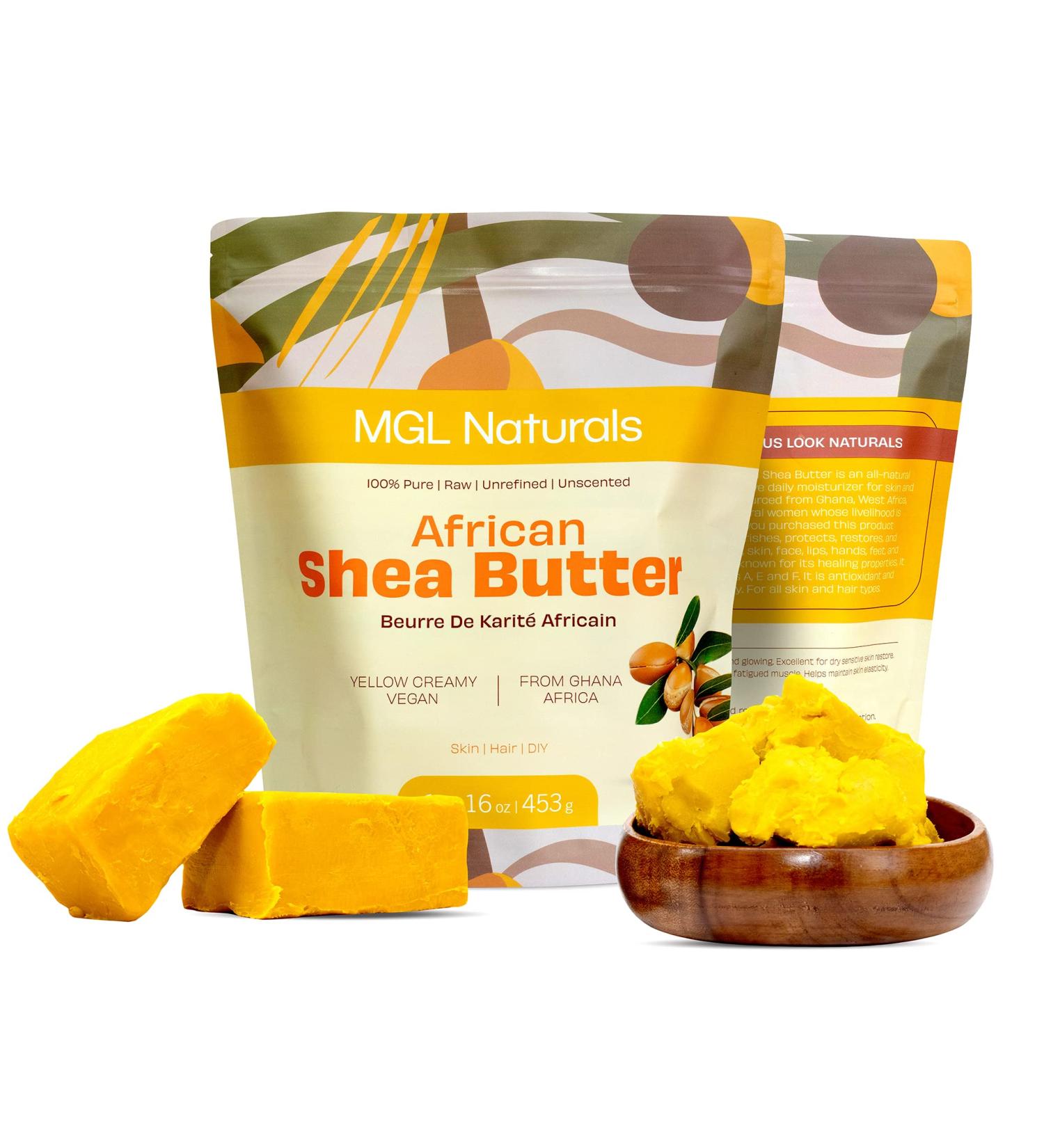 Unrefined African Shea Butter Yellow - 100% Pure Raw Vegan Organic | 1 lb Moisturizing Cream for All Skin & Hair Types - Buy Online on GoSupps.com