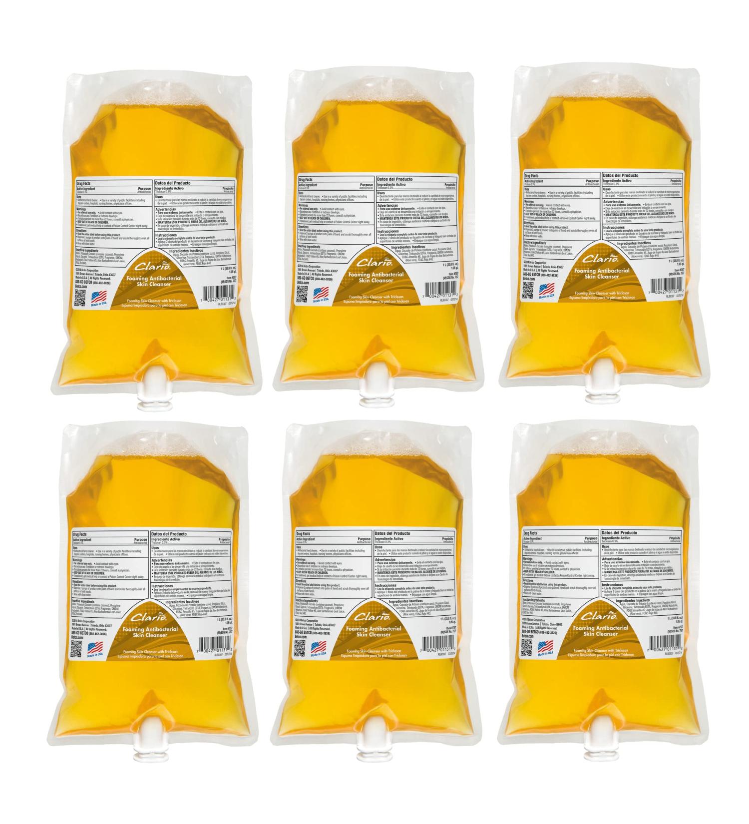 Betco Clario Foaming Skin Cleanser Fresh Neutral Scent 1 000 mL Pack Of 6 - Buy Online on GoSupps.com