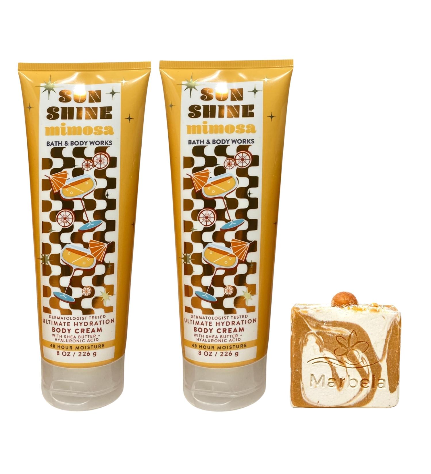 Bath & Body Works Sunshine Mimosa 2 Ultimate Hydration Body Creams with a Peach Gardenia Bar Soap - Buy Online on GoSupps.com