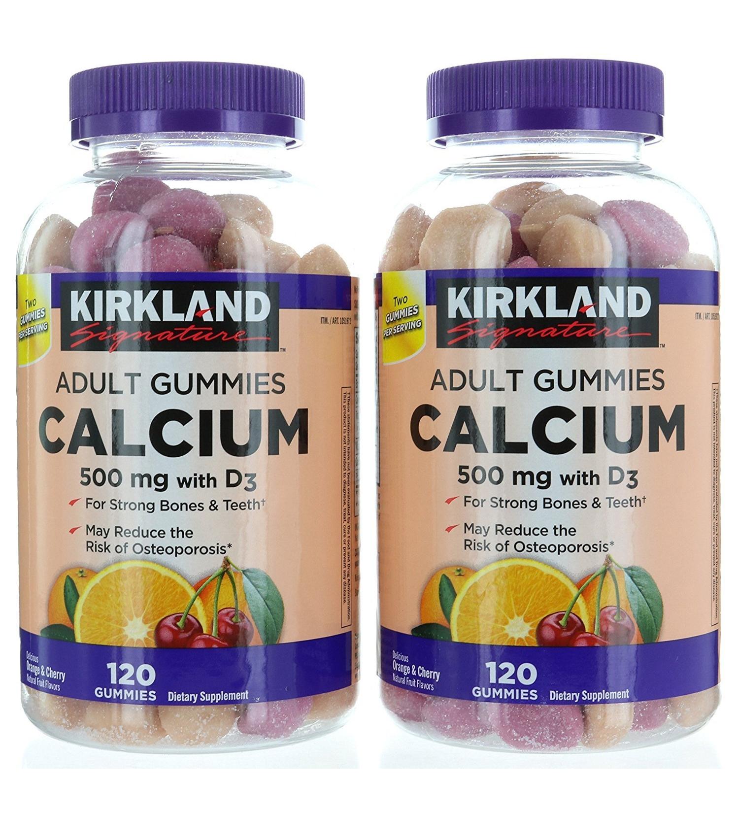 Kirkland Signature Chewable Calcium with Vitamin D3 Adult Gummies 120 ct x 2 Bottles