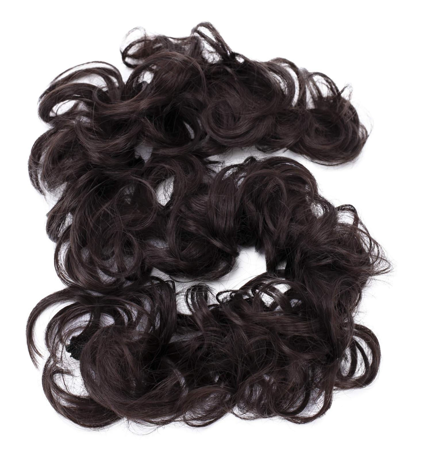 CAISHA XXL Brown Chocolate Messy Bun Scrunchy for Bridal Hairstyles | Voluminous Curly Updo HW5 - Buy Online on GoSupps.com