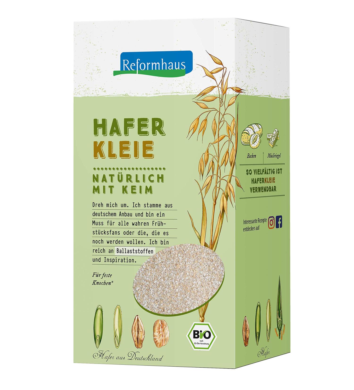 Reformhaus Organic Oat Bran pack of 6 (6 x 500 g)