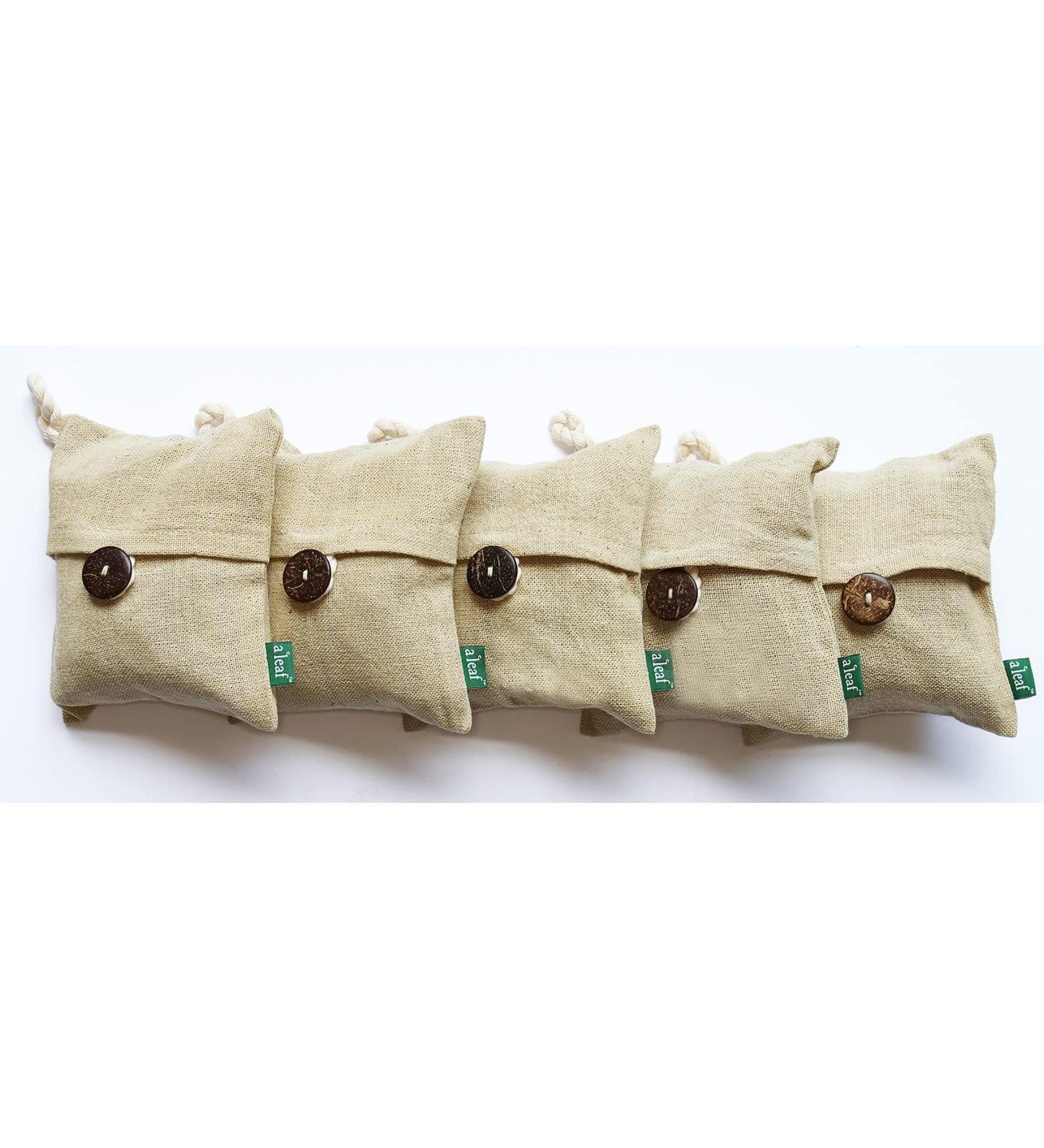 Canada-Made Bamboo Charcoal Air Purifier Bags (5 Large Light Yellow) Naturally-Dyed smell and allergen eliminator bags - Buy Online on GoSupps.com