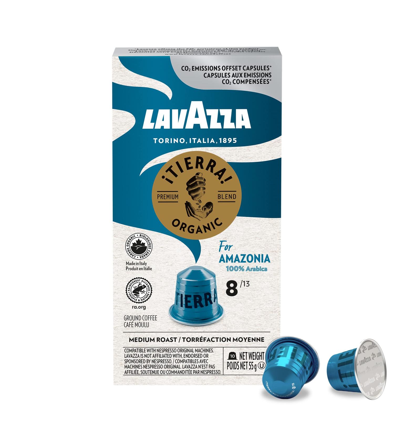 Lavazza Tierra for Amazonia Medium Roast Coffee Capsules Compatible with Nespresso Original Machines Round and balanced espresso notes of chocolate and caramel (pack of 1)10 pieces Tierra for Amazonia Pack of 1 - Buy Online on GoSupps.com