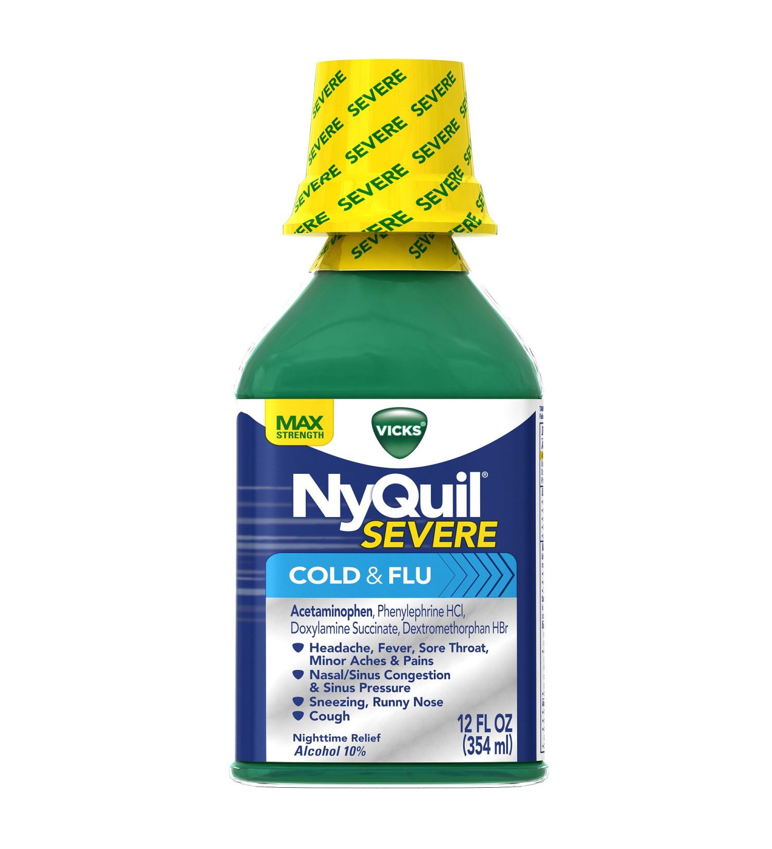 Buy Vicks NyQuil Severe Cold & Flu Relief Liquid - Original Flavor 12 Fl Oz (Pack of 6) | Fast International Shipping - Buy Online on GoSupps.com