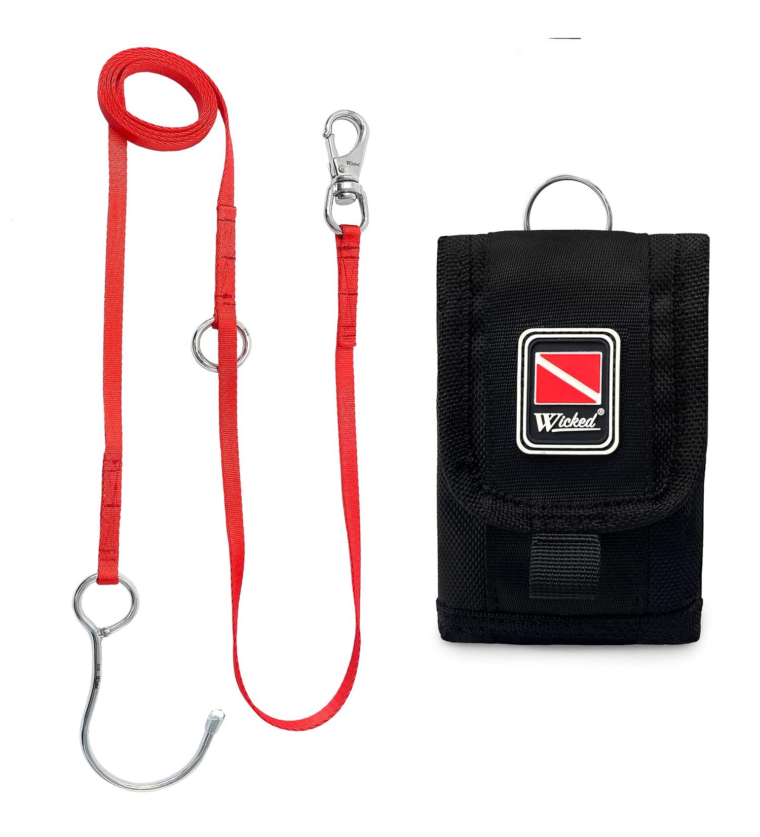 WICKED Scuba 316 Stainless Steel Multipoint Reef Hook - 4-6 Ft. Length - Fire Coral Red - Buy Online on GoSupps.com