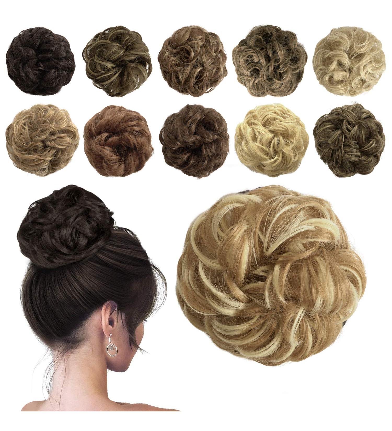 Sofeiyan Hair Parts & Tie Updos | Wavy Chignon Hairstyles Hair Extensions for Women - Light Ash Brown & Blonde 40g - Buy Online on GoSupps.com