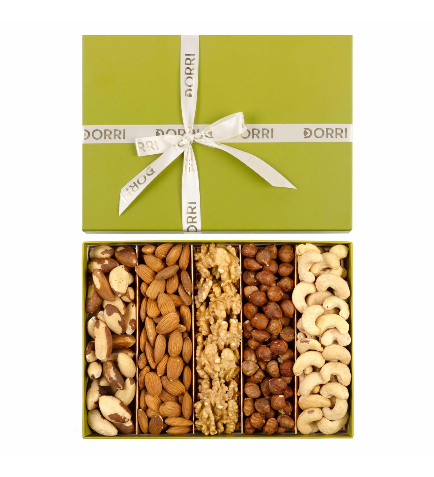 Dorri - Assorted Natural Nuts 400g - Nuts Gift Set - Assorted Nut Gift Set - Natural Nuts - Mixed Nut Selection Luxury Gift Box - Almonds Cashews Hazelnuts Pecans Walnuts