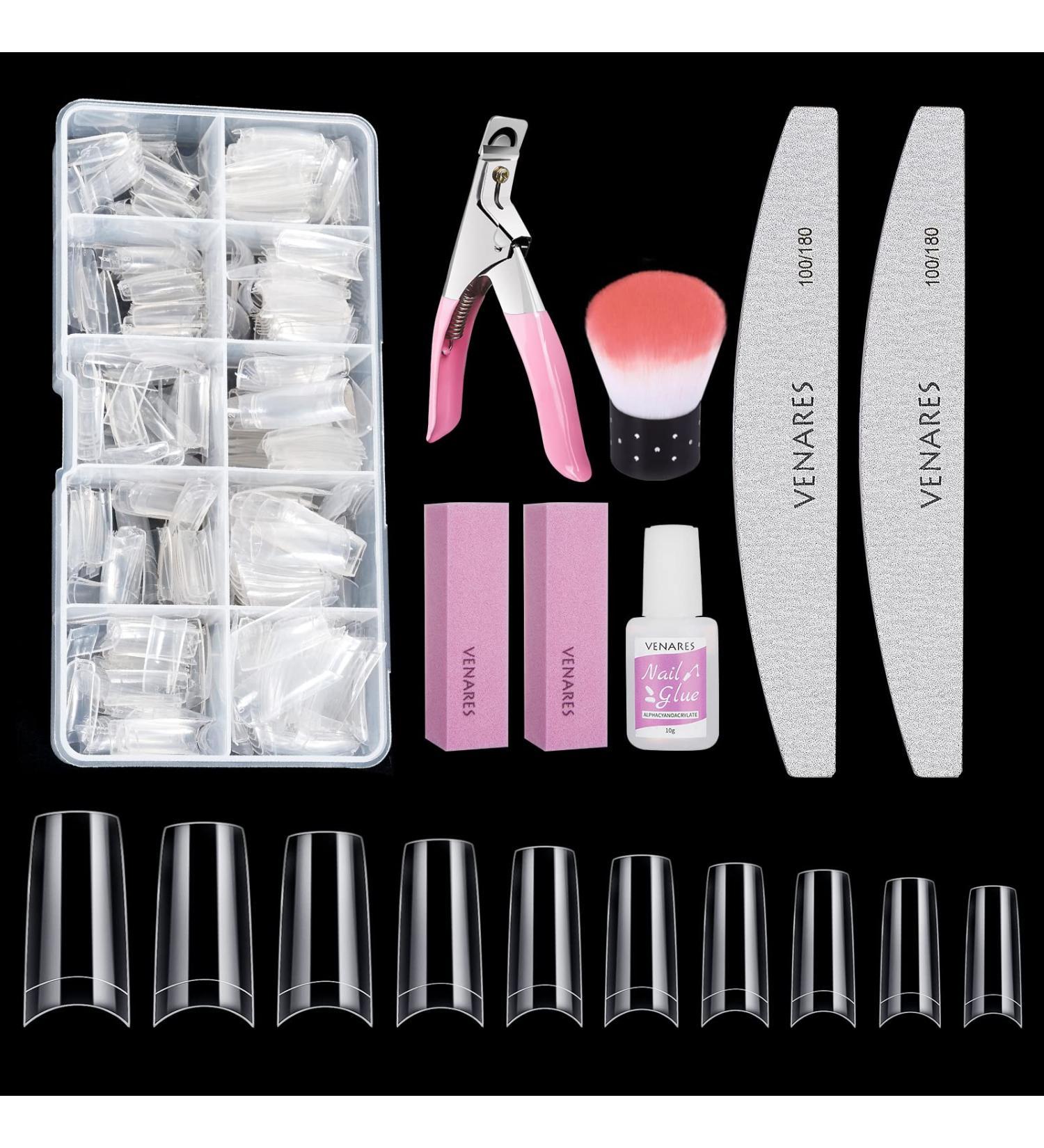 Venares Square Nail Tips Set - 500Pcs Short Fake Nails with Glue and Accessories - Buy Online on GoSupps.com