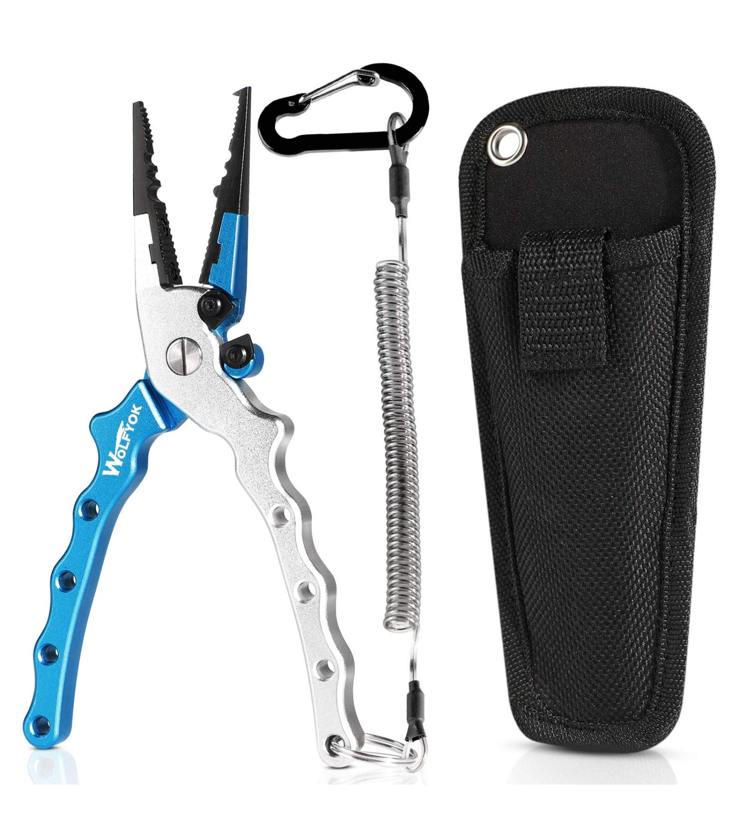Bronze Times Aluminum Fishing Pliers - Saltwater Split Ring Pliers with Hook Remover and Line Cutters - Stainless Steel Multitool with Sheath and Lanyard - Buy Online on GoSupps.com