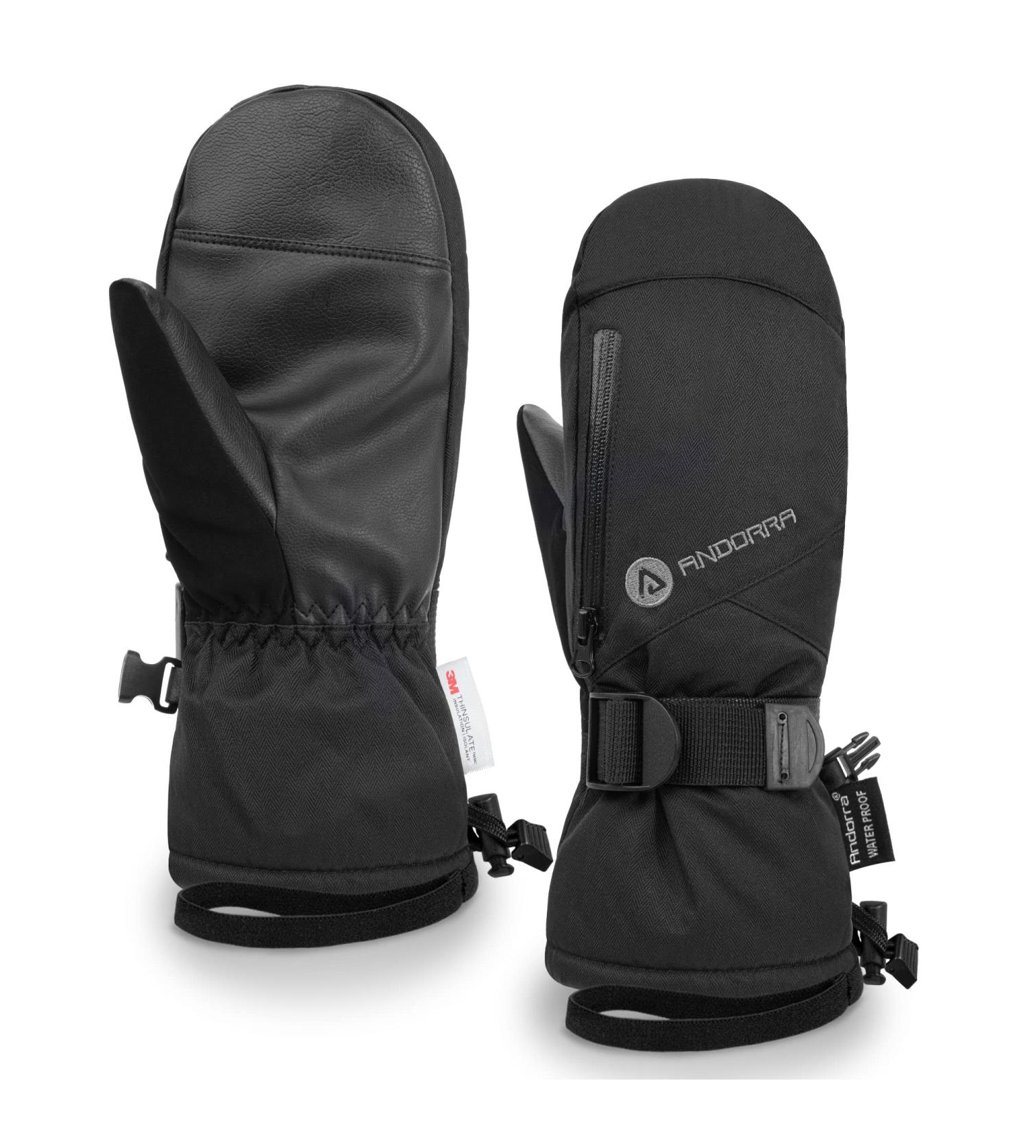 Andorra Women's Touchscreen Waterproof Ski Mittens - Black Medium - Buy Online on GoSupps.com