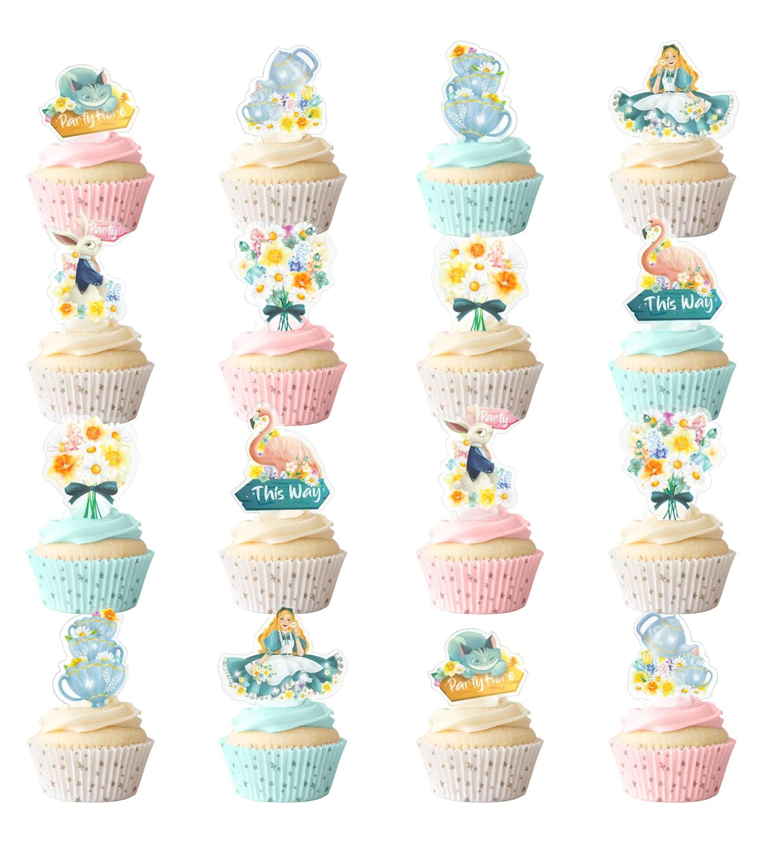 Alice Wonderland Cupcake Topper Spring Easter Party Decoration Girls Tea Party Cake Decoration Girls Birthday Party Supplies - Buy Online on GoSupps.com