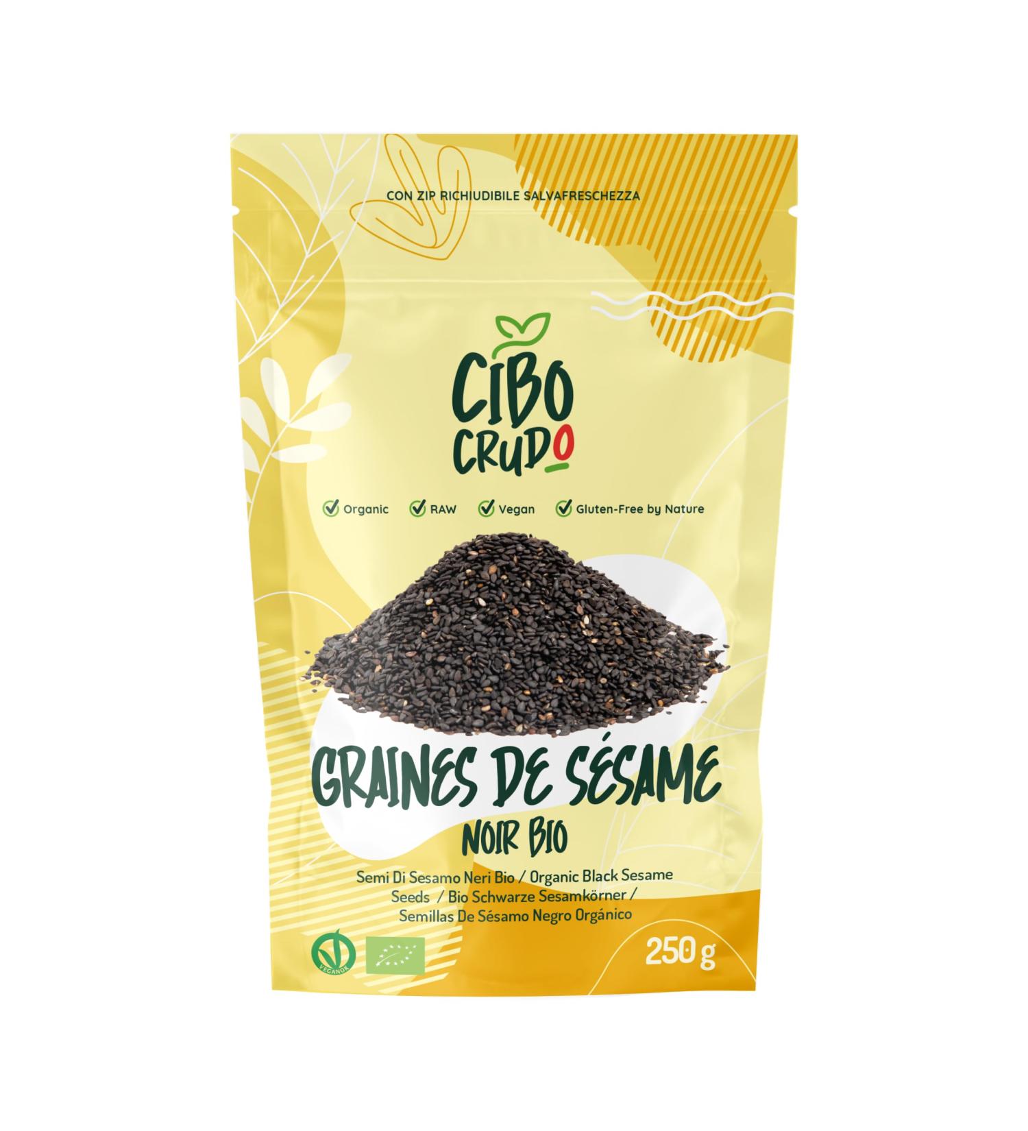 Organic Black Sesame Seeds - 250g. Raw unroasted sesame seeds for sushi. Rich in vitamins and minerals. Seeds - Buy Online on GoSupps.com