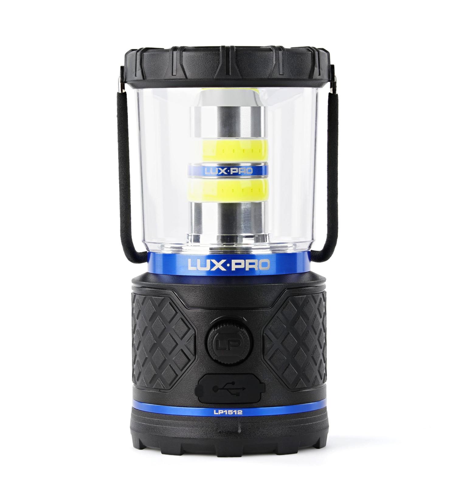 LUXPRO Rechargeable Dual-Power 1100 Lumen LED Lantern | Up to 150 Hours Use | Built-in Power Bank | Dimmable & Water-Resistant - Buy Online on GoSupps.com