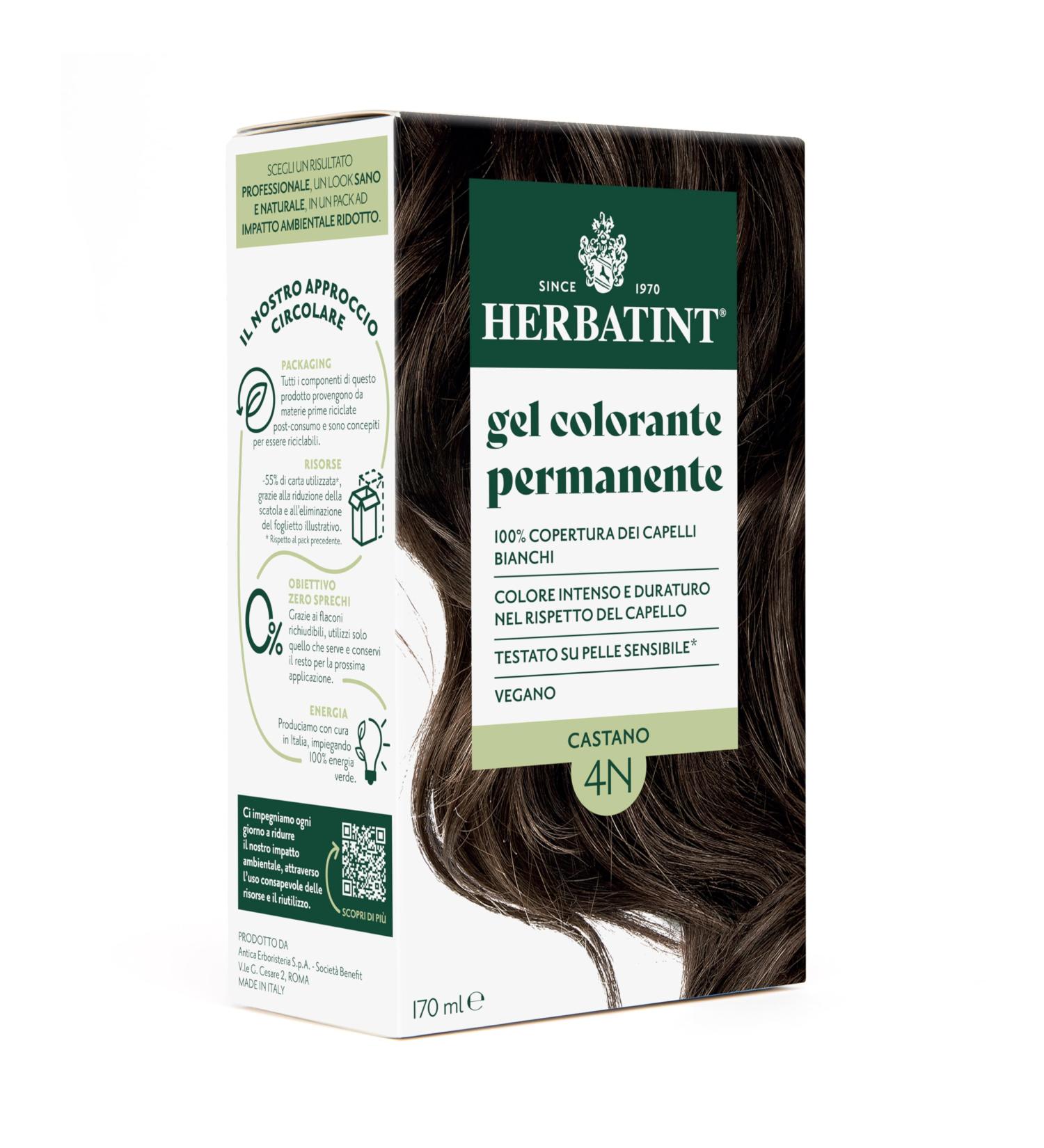  Herbatint Herbatint Permanent Hair Color Gel 4N Brown - 170 ml | Ammonia-Free 100% Gray Coverage | For Sensitive Skin with 8 Natural Organic Extracts - Buy Online on GoSupps.com