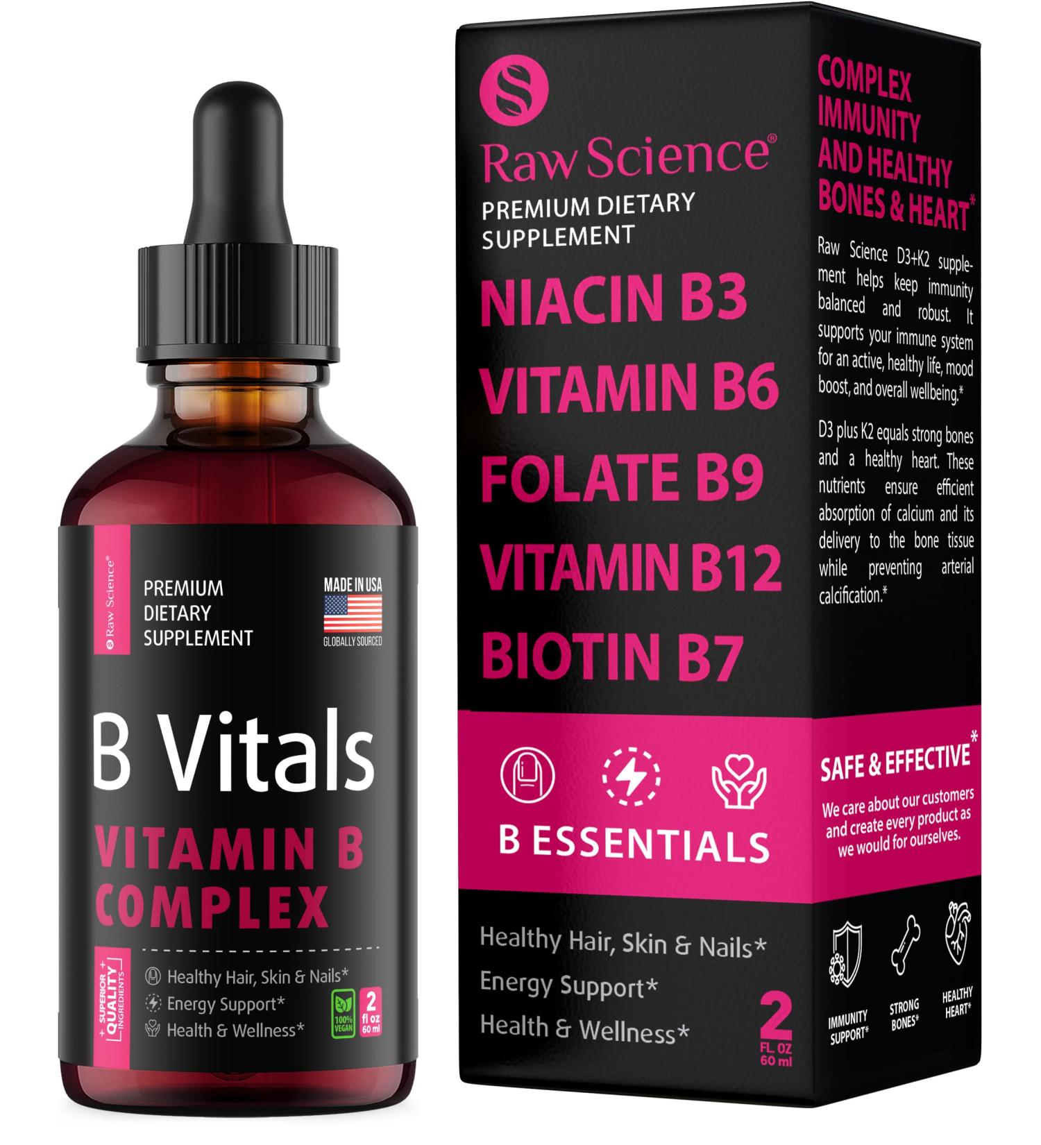 Vegan Liquid Vitamin B Complex Supplement for Energy & Optimal Health - Made in USA - 2oz - Buy Online on GoSupps.com