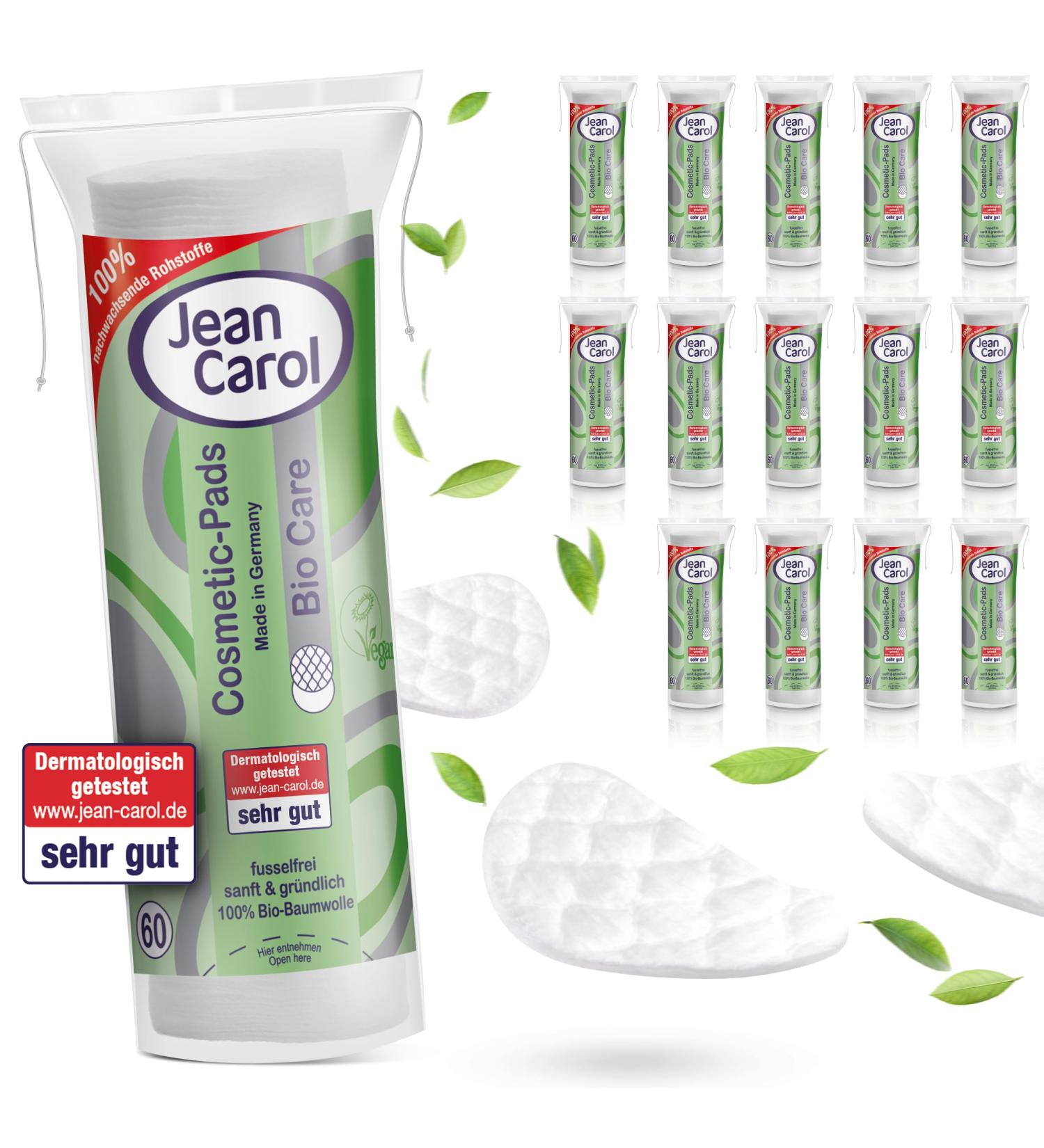 Jean Carol Organic Cotton Pads - Lint-Free Eco-Friendly Facial Cleansing (Pack of 15x60) - 100% Natural Fibers for Sustainable Beauty - Buy Online on GoSupps.com
