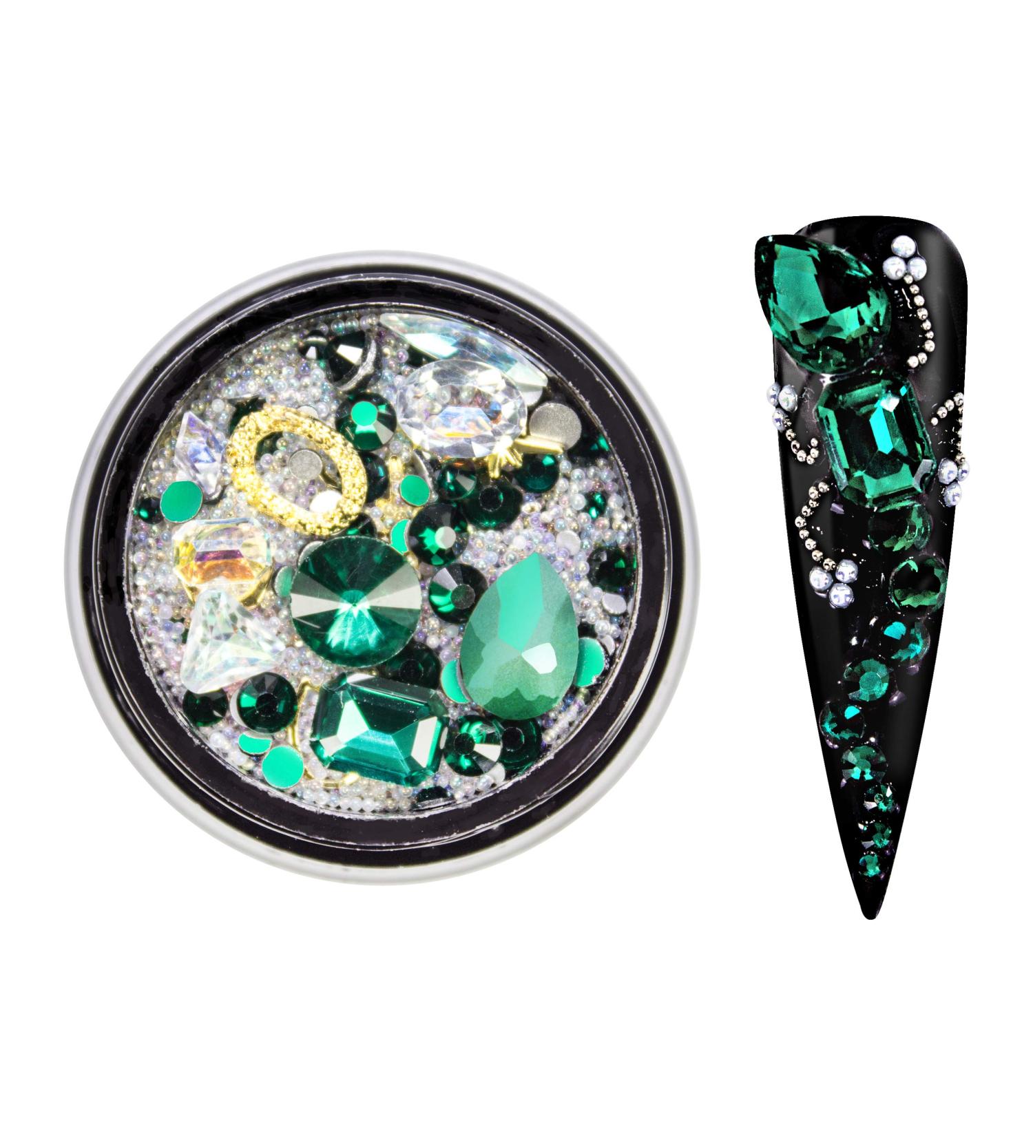 Buy Nailart Rhinestones & Overlays Mix Green | Unique Nail Art Designs for Stunning Manicures - Buy Online on GoSupps.com